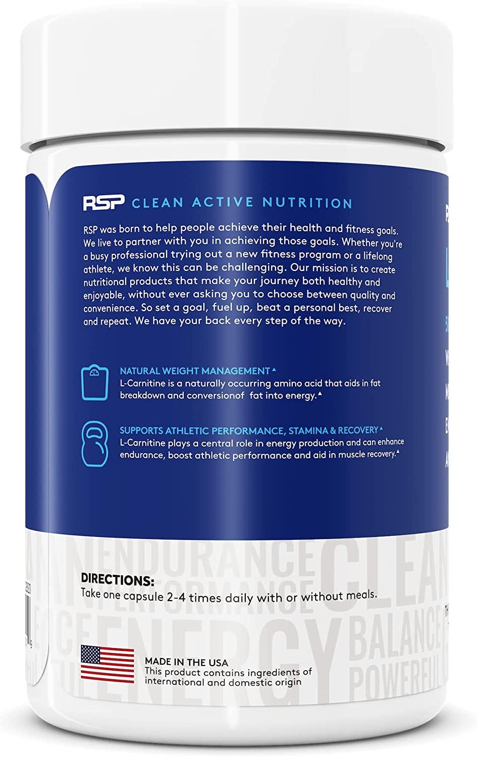 RSP LCarnitine NonStimulant L Carnitine, Weight Loss Supplement and
