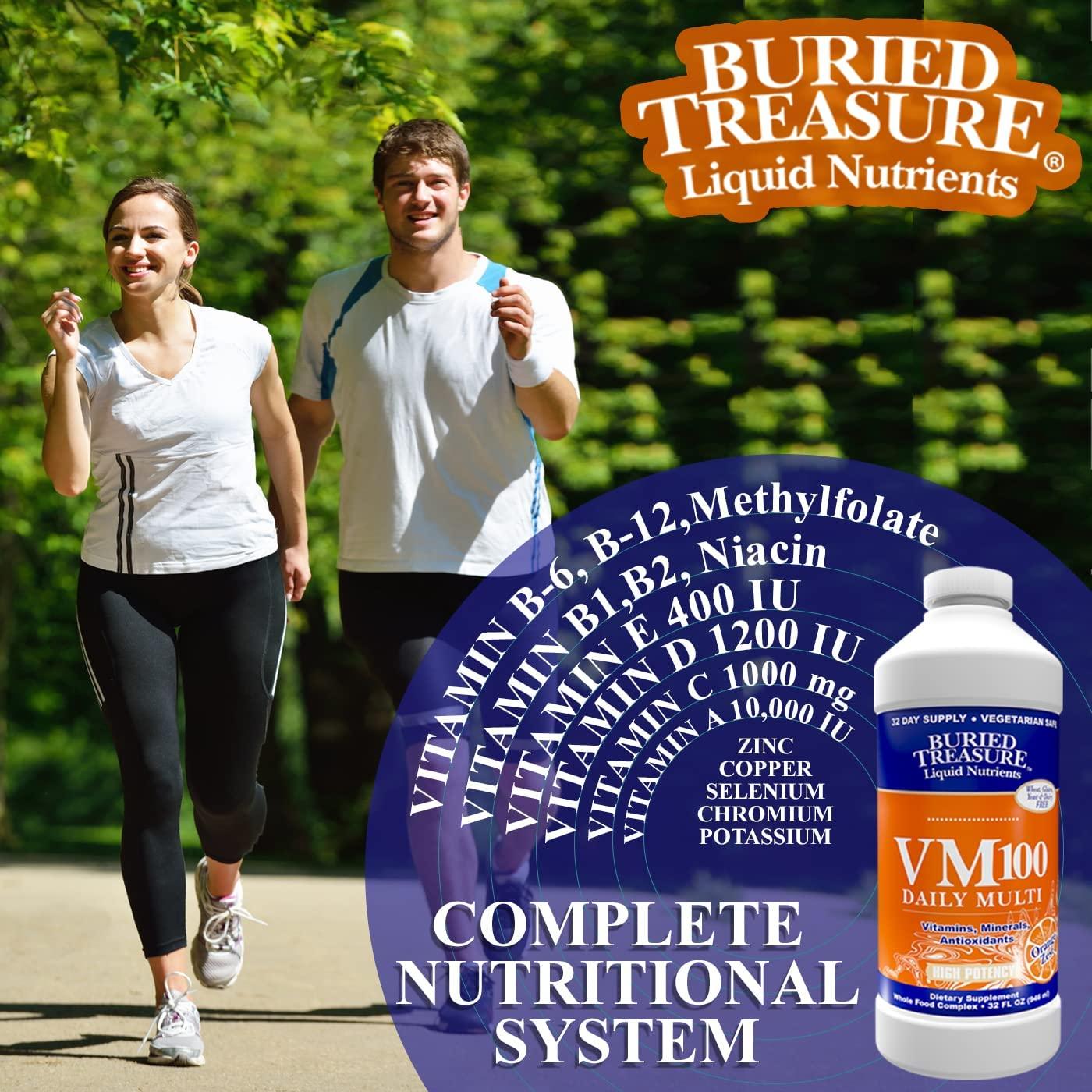Buried Treasure VM100 Complete Daily Liquid Vitamins and Minerals plus Antioxidants Supplement