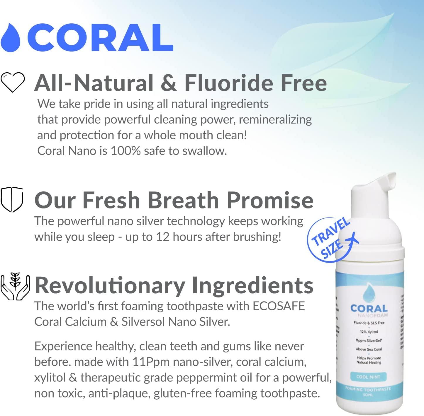 Coral White Nano Silver Foaming Toothpaste Fluoride & Xylitol, SLS