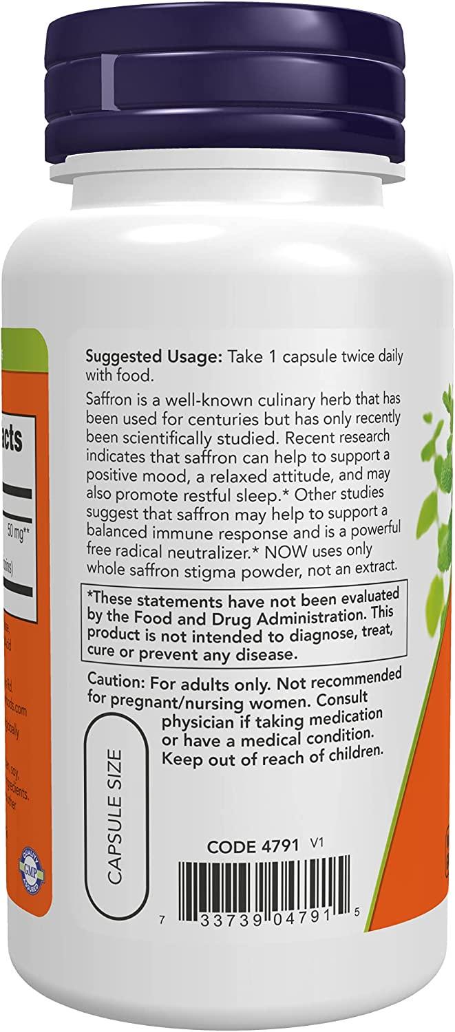 Now Foods Saffron 50mg 60 Vegan Capsules for Mood & Wellbeing