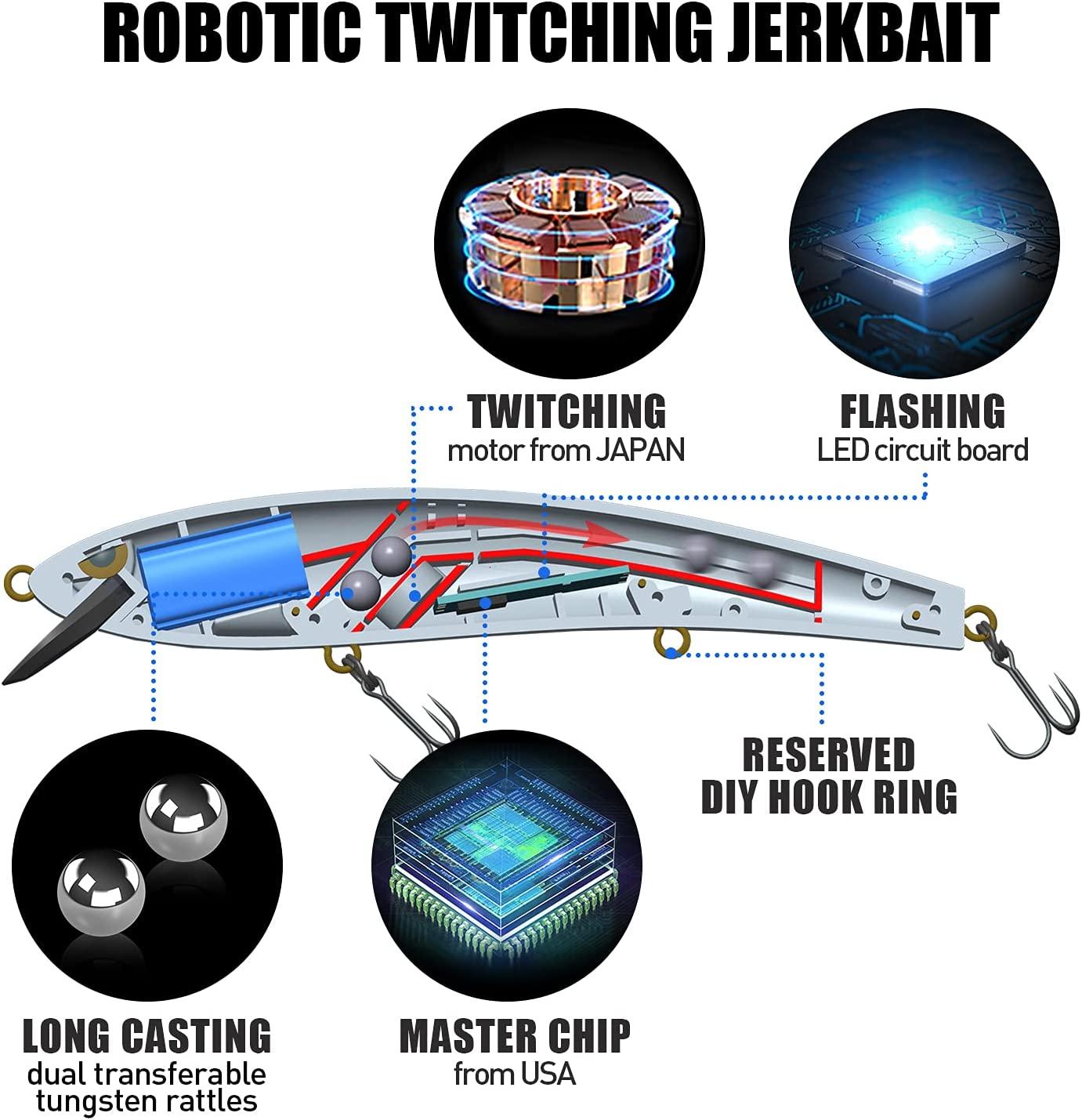 TRUSCEND Electronic Twitching Jerkbait LED Robotic Minnow Fishing