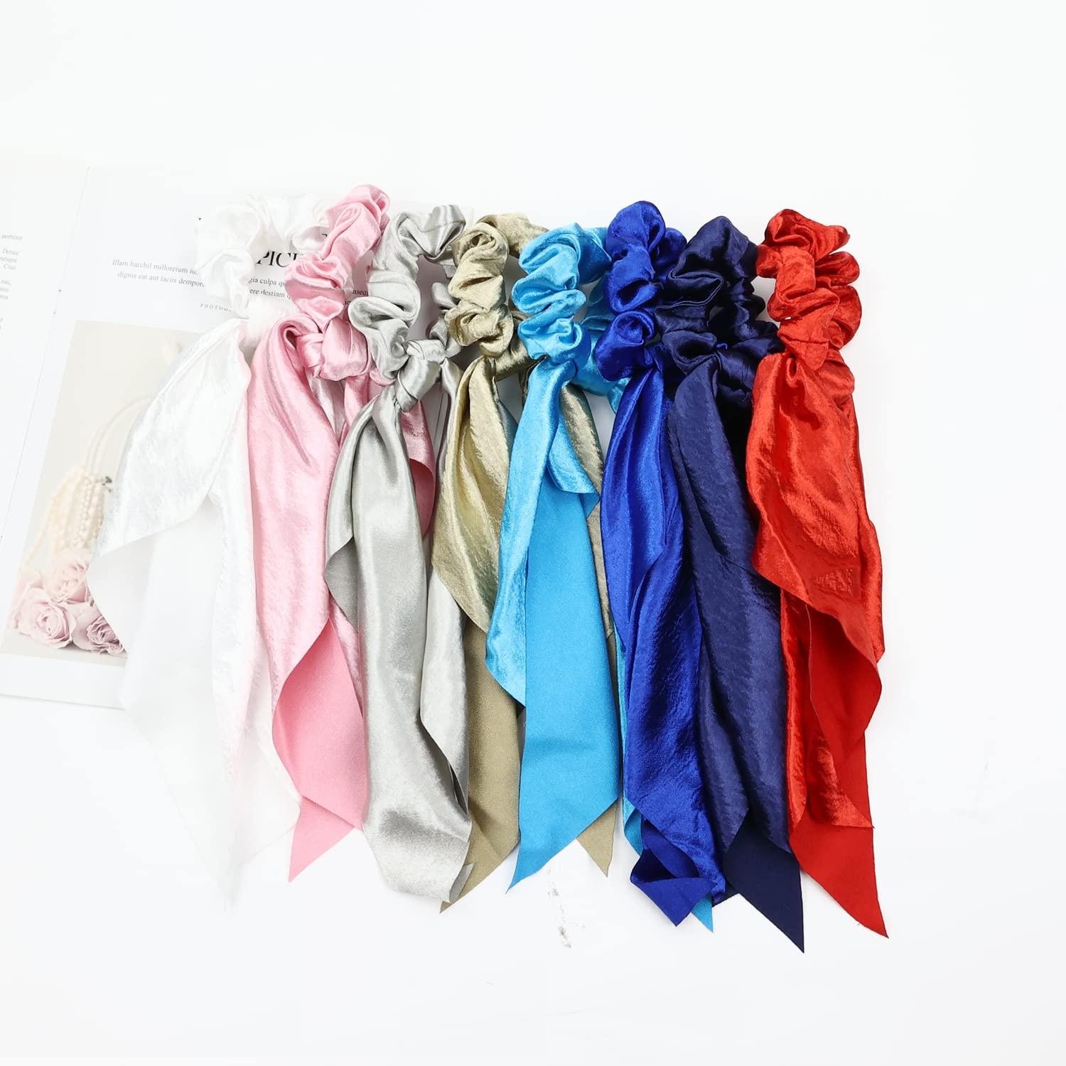 satin big glam bow hair elastic large stylish scarf knot hair tie