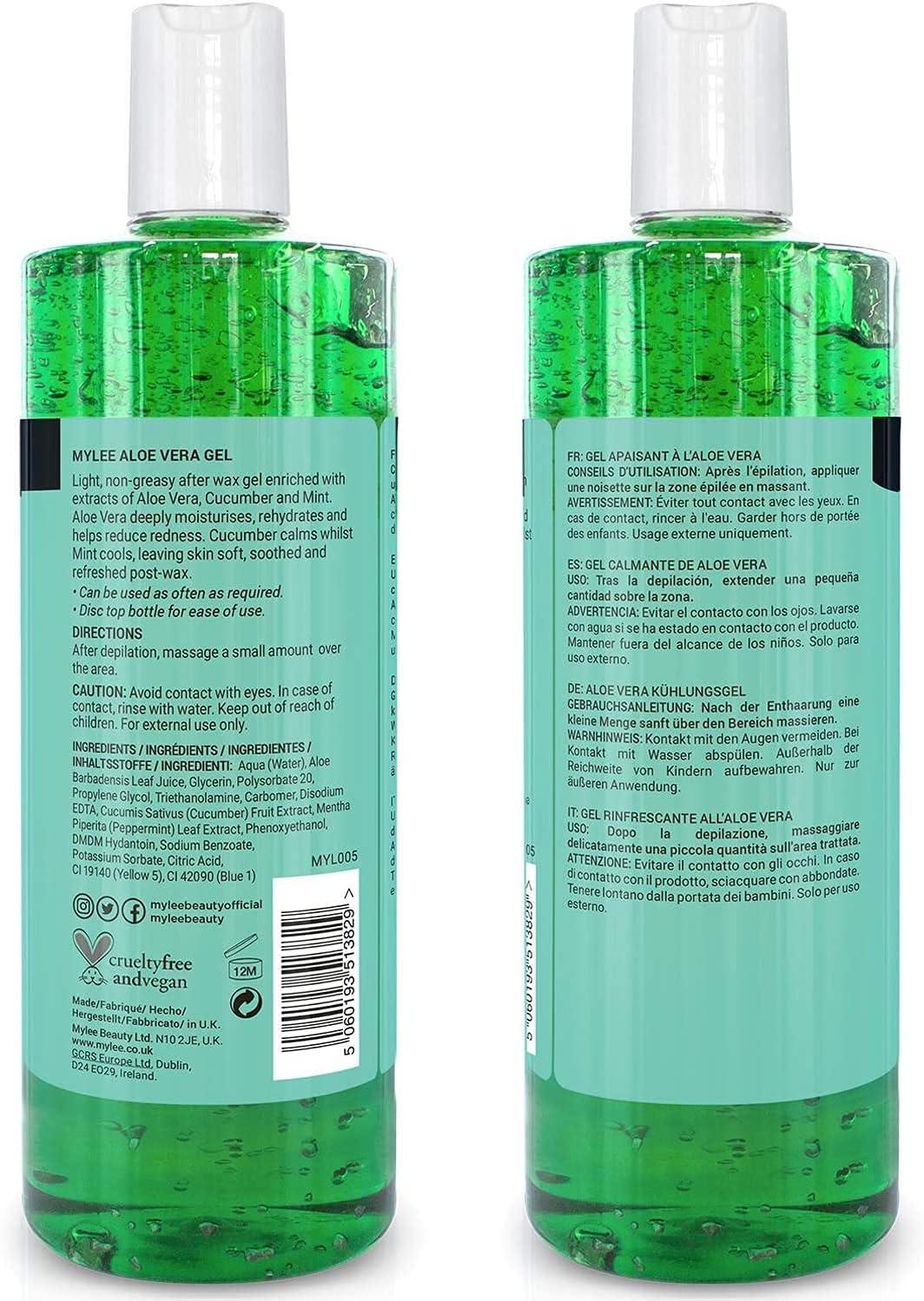 MYLEE Pre & After Care Kit - Aloe Vera Gel (2x500ml) for Waxing - Soothing  Cooling Gel Set