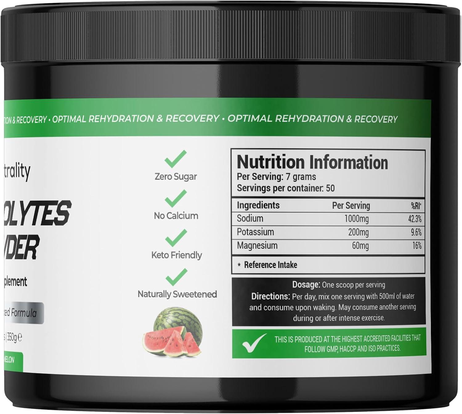 Electrolytes Powder 350g | Vegan | Sugar, Calcium & Artificial Flavour Free Keto Electrolytes Paleo Hydration 1000mg Sodium 200mg Potassium 60mg Magnesium 50 Servings L I.1516432615 - View #10