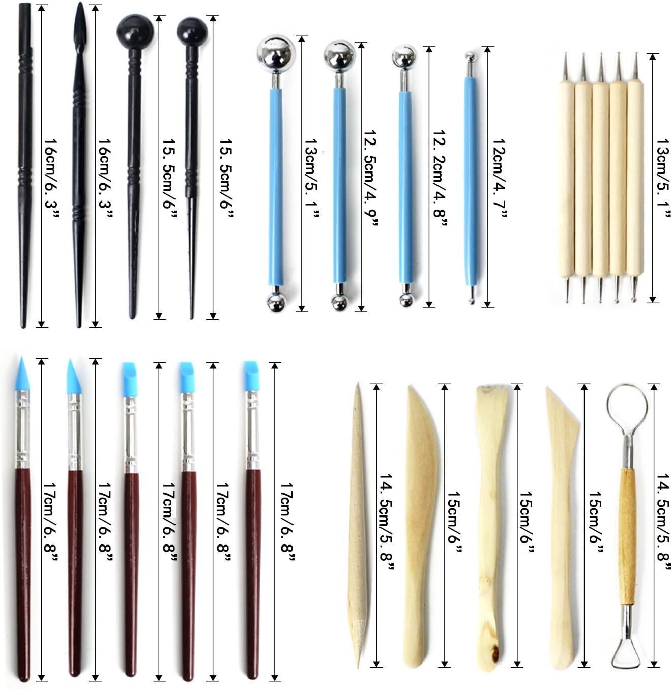 RUBFAC Clay Tools 24pcs Polymer Clay Tools Modeling Clay Sculpting Tools  Set Pottery Tools with Air Dry Clay Tools Ball Stylus Dotting Tools Rock  Painting Kit for Sculpture Pottery