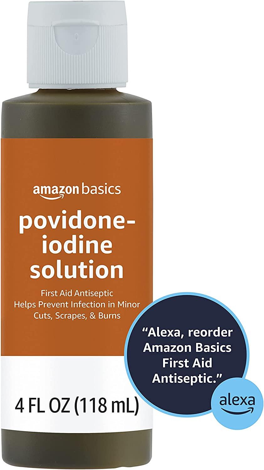 Amazon Basics 10 Povidone Iodine Solution First Aid Antiseptic, 4 Fluid Ounces, 1Pack
