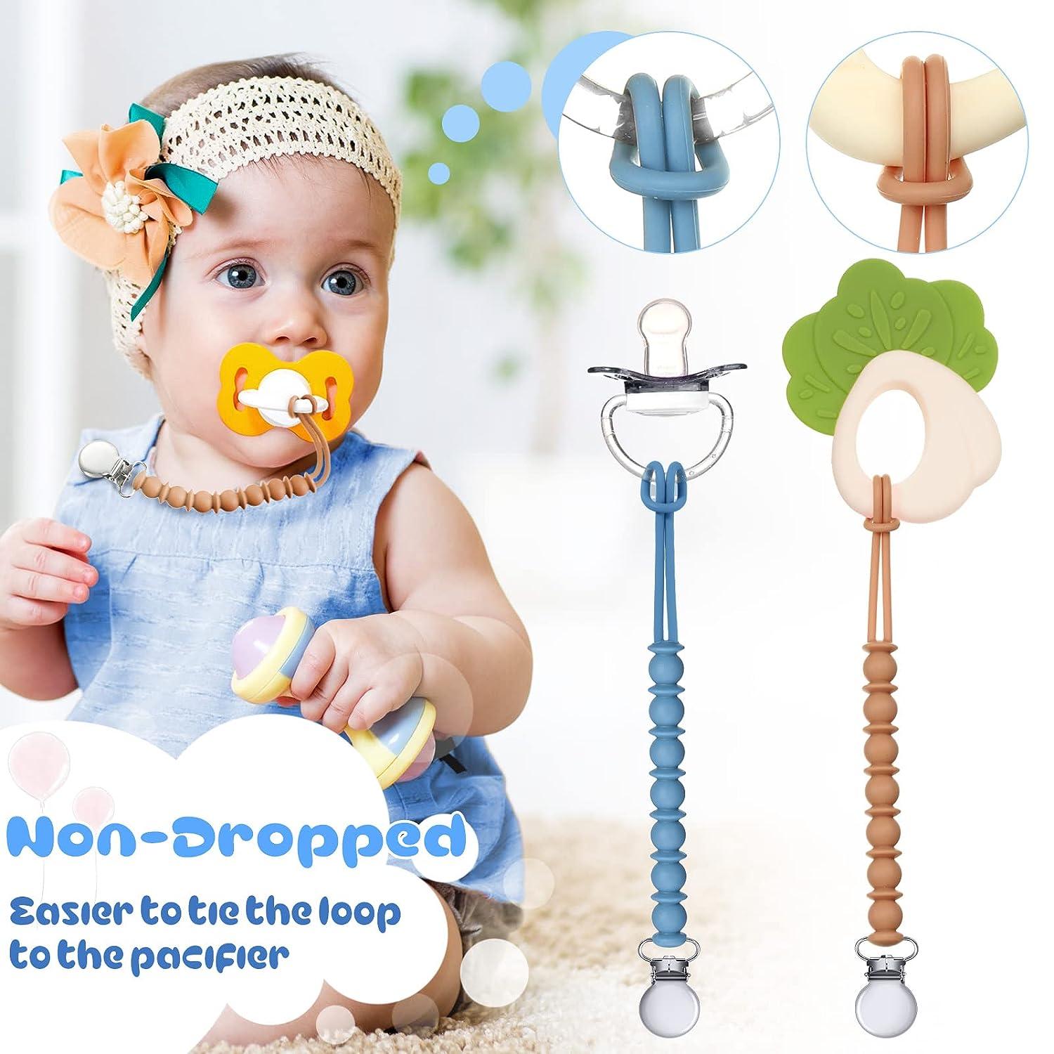 Nuanchu Pacifier Clips Set for Baby Teething Relief Beads Holder