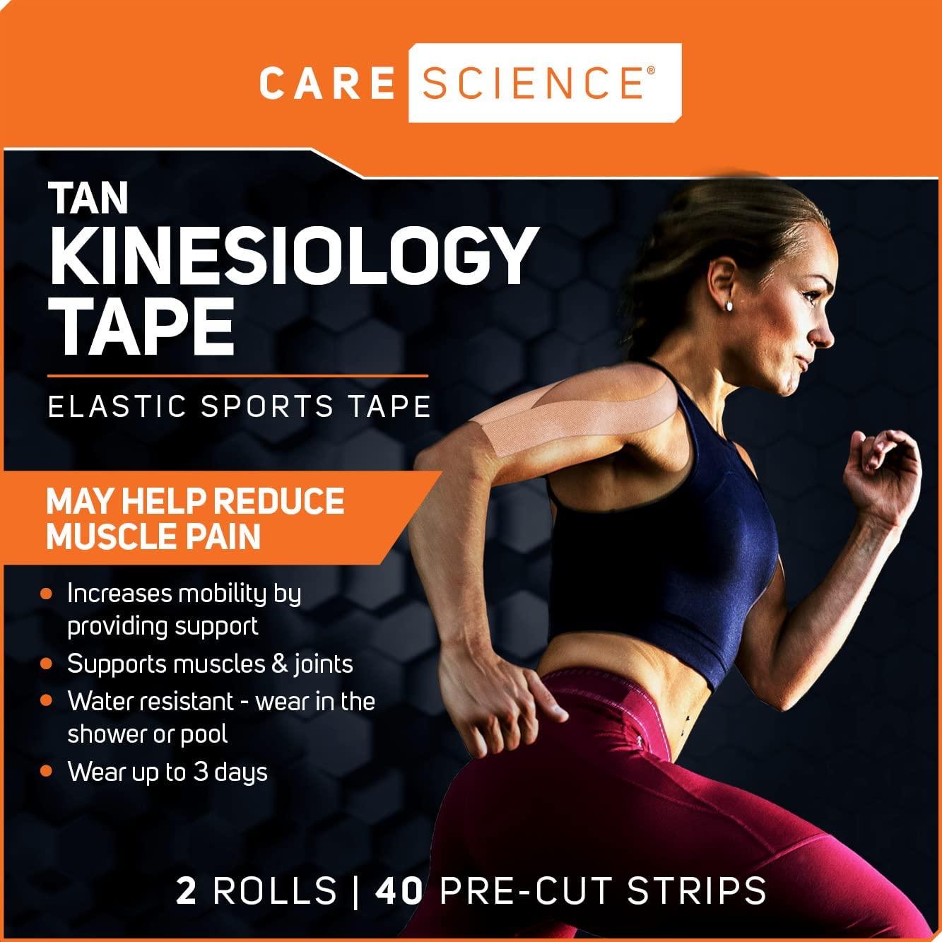 Care Science Waterproof Kinesiology Tape, Precut Water Resistant Strips