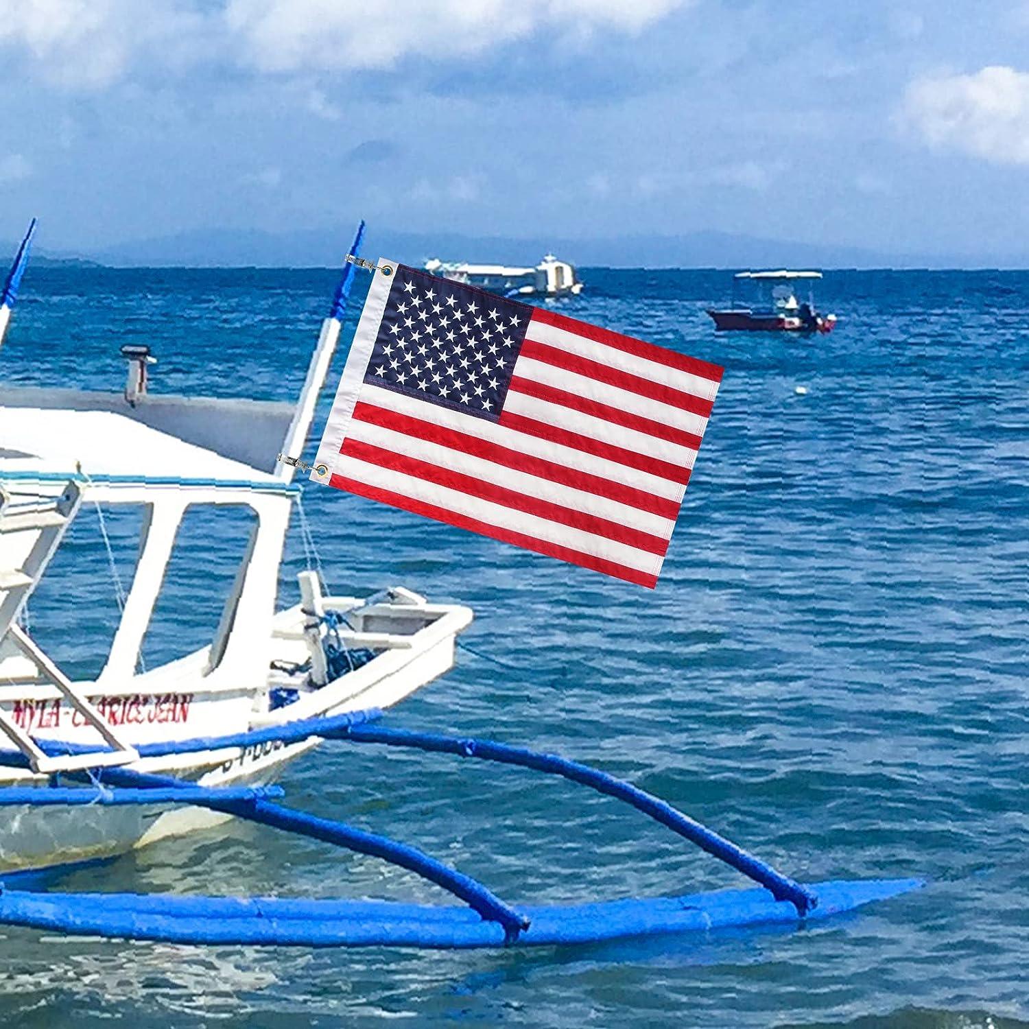 Yafeco U.S. 50 Star Sewn Boat Flag with 4 Boat Flag Pole Kits16 x