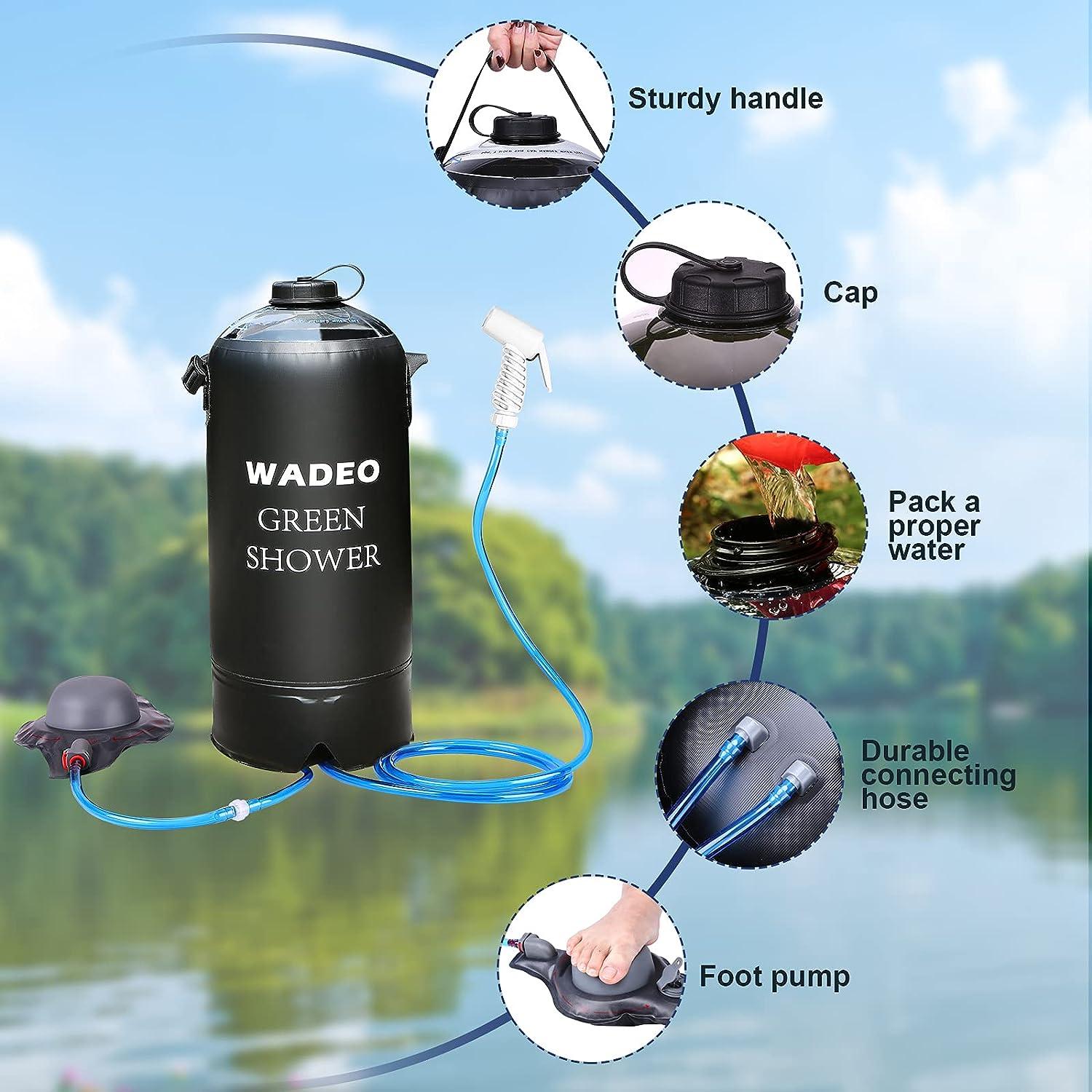 WADEO 12L Portable Camping Shower Bag with Pressure Foot Pump Perfect