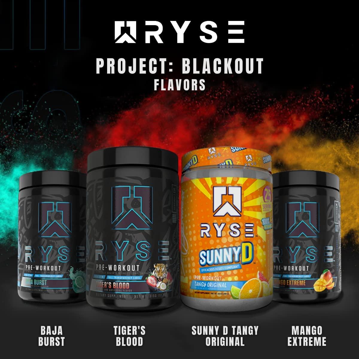 Ryse Project Blackout Pre Workout Pump Energy Strength Caffeine
