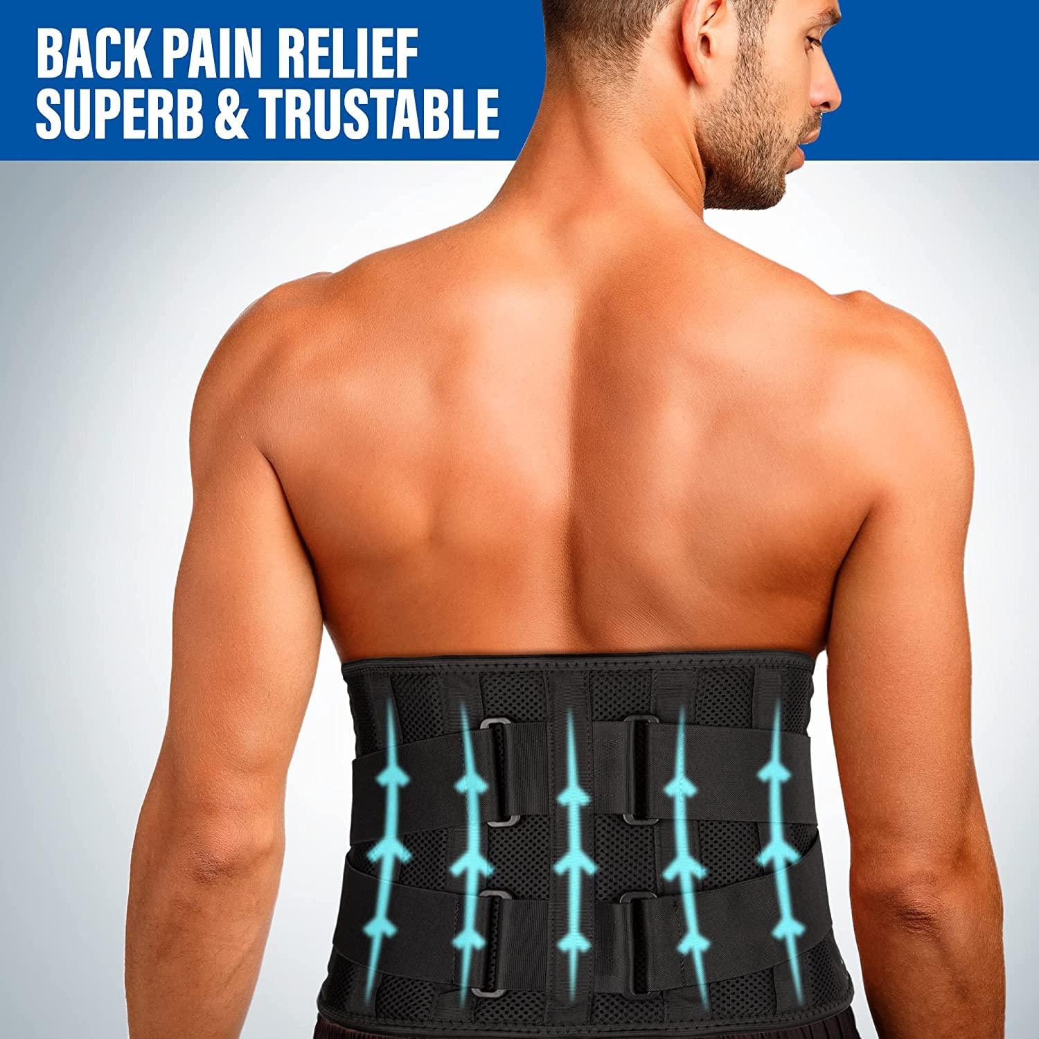 Suptrust Back Brace for Men and Women, Lower Back Pain Relief with 6 Stays,  Breathable Waist Lumbar Lower Back Support Belt with Dual Adjustable  Straps(L/XL, Waist 90-125CM/35.4-49.2INCH)