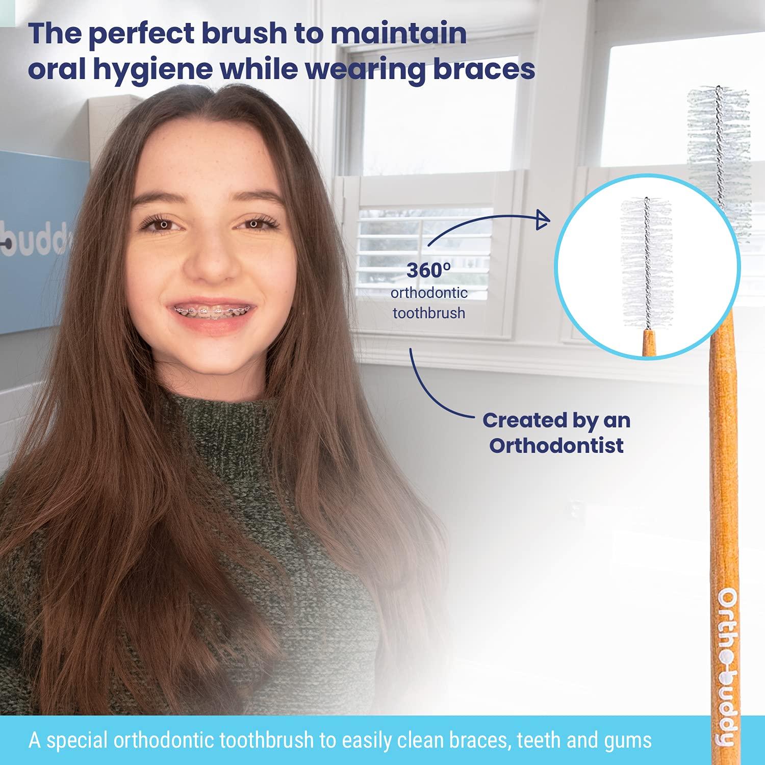 OrthoBuddy Orthodontic Toothbrush for Braces, Nylon Bristle Toothbrush