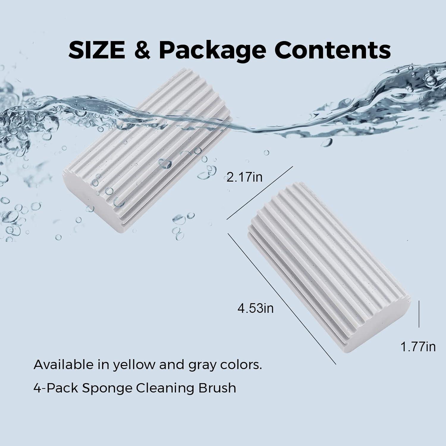 Jeymei 4-Pack Damp Clean Duster Sponge Sponge Cleaning Brush Duster for  Cleaning Blinds Glass Baseboards Vents Railings Mirrors Window Track  Grooves and Faucets (Grey) Gray