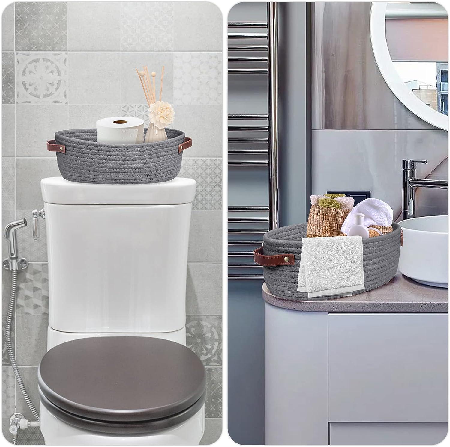 Woven Toilet Paper Basket Organizer for Bathroom, Bedroom, Living Room