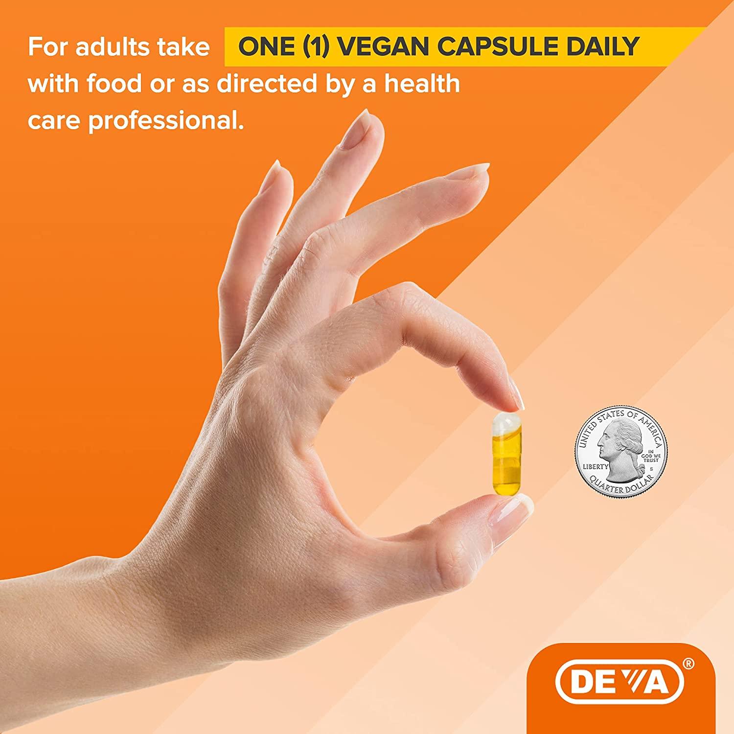 Deva Organic Vegan Flax Seed Oil Capsules Omega3 Rich, ColdPressed