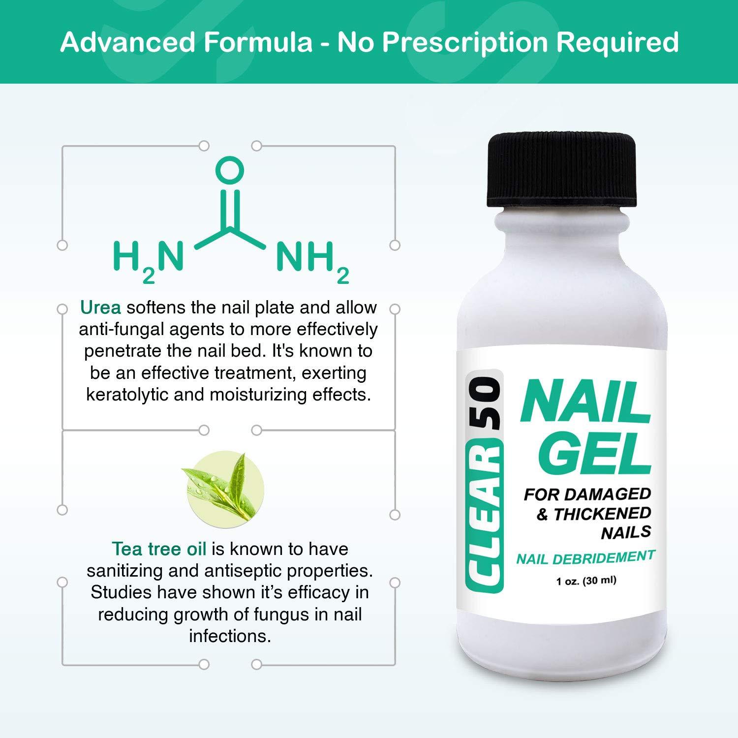 CLEAR 50 Nail Gel, 1 oz, 50 Urea, Hard Nail Softener, Quick Drying, For Soft and Brittle Free
