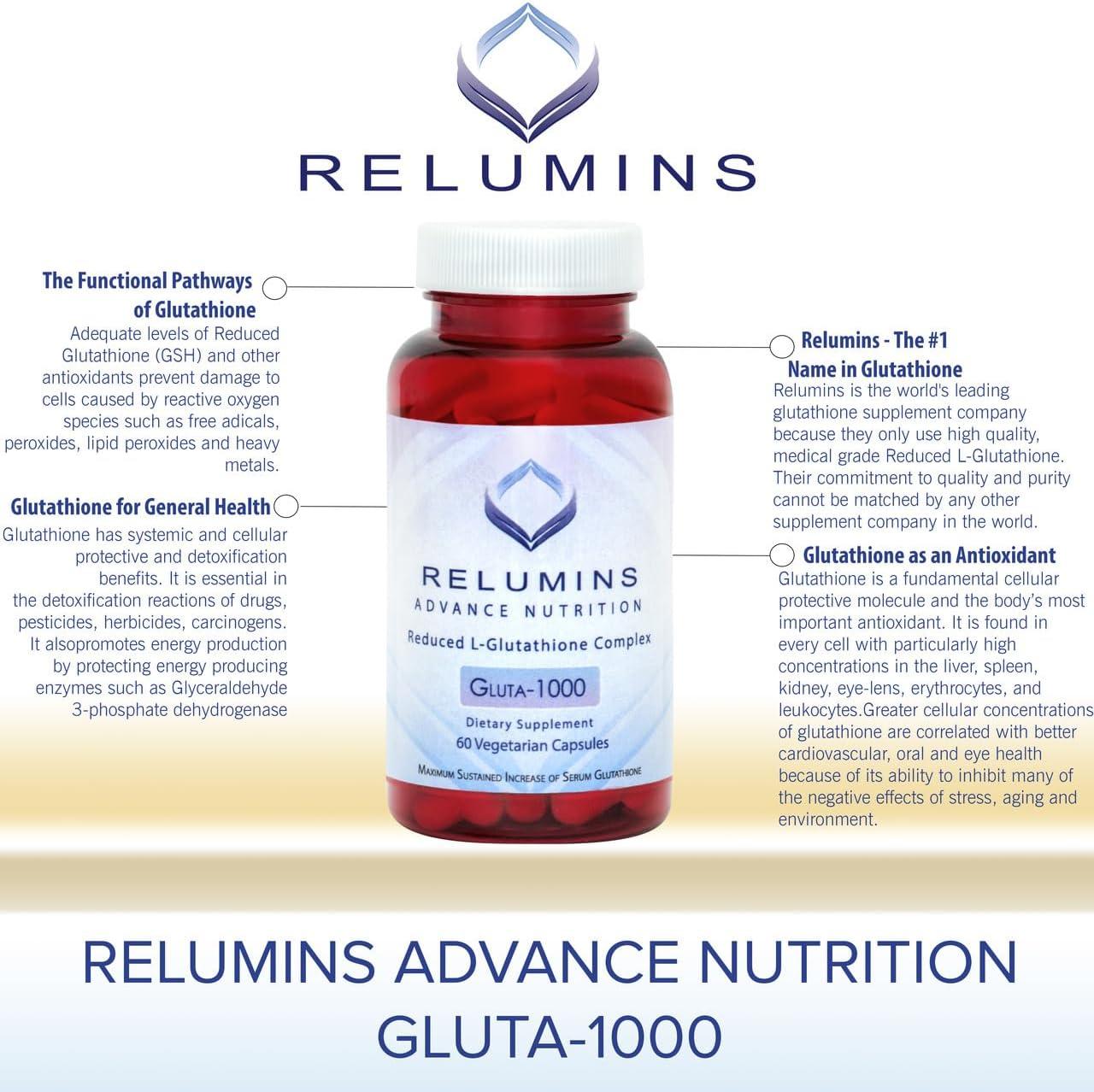 Relumins Reduced L-Glutathione Complex Gluta-1000 (60 Count) Packaging May  Vary | Buy Now with Express International Delivery | GoSupps.com
