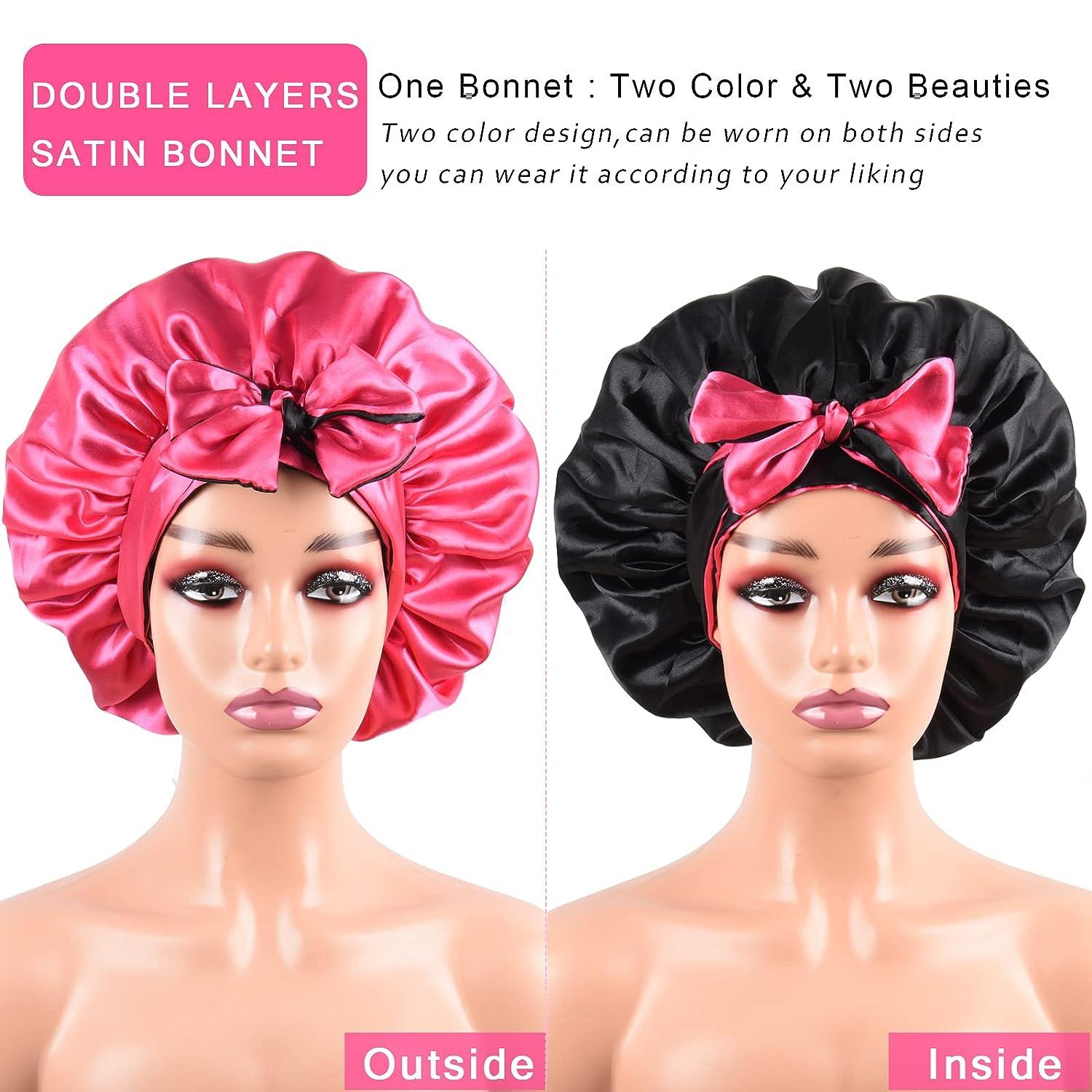 Satin Bonnet for Curly Hair Sleeping Adjustable Silk Sleep Cap