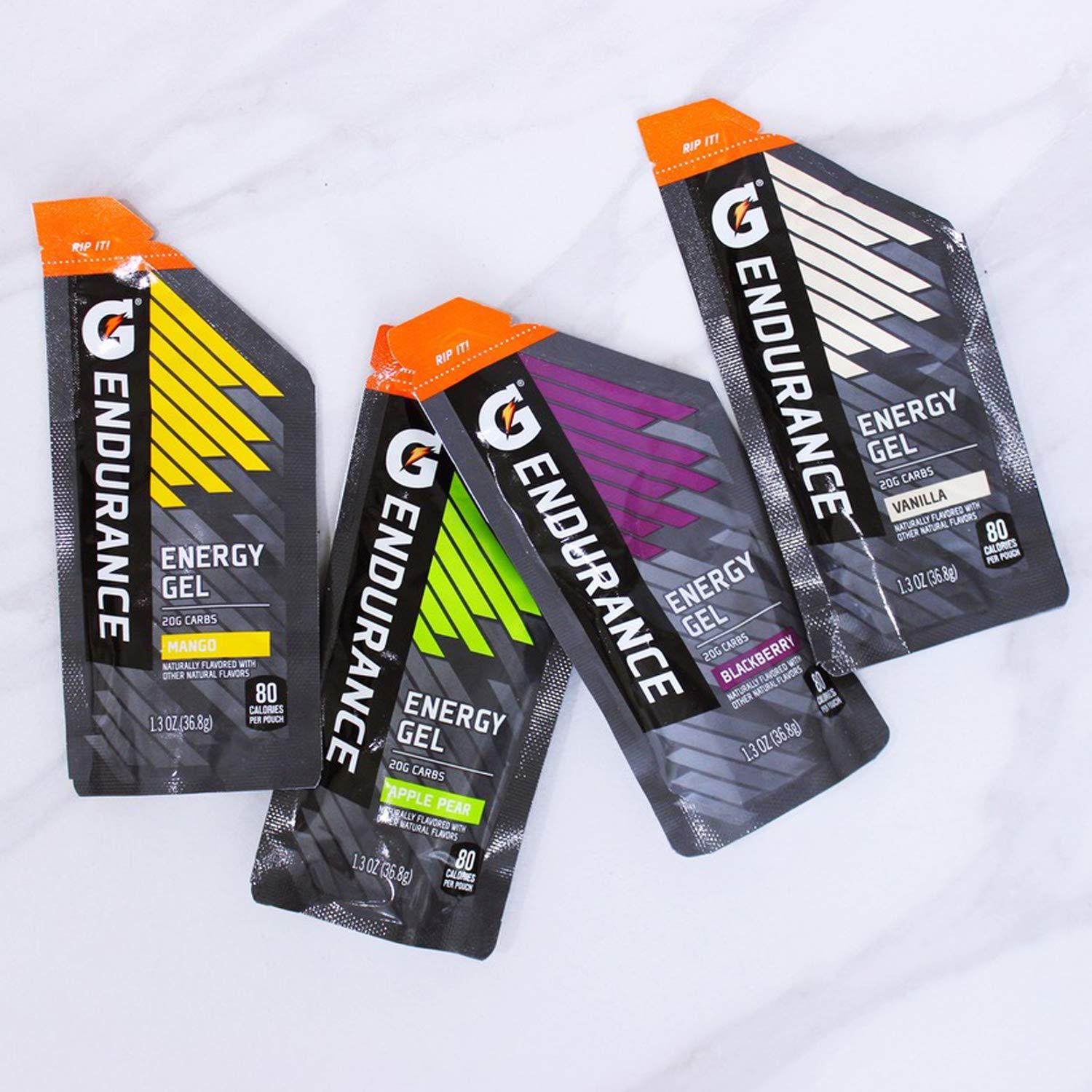 Gatorade Endurance Energy Gel No Caffeine 4 Flavor Variety Pack of 12