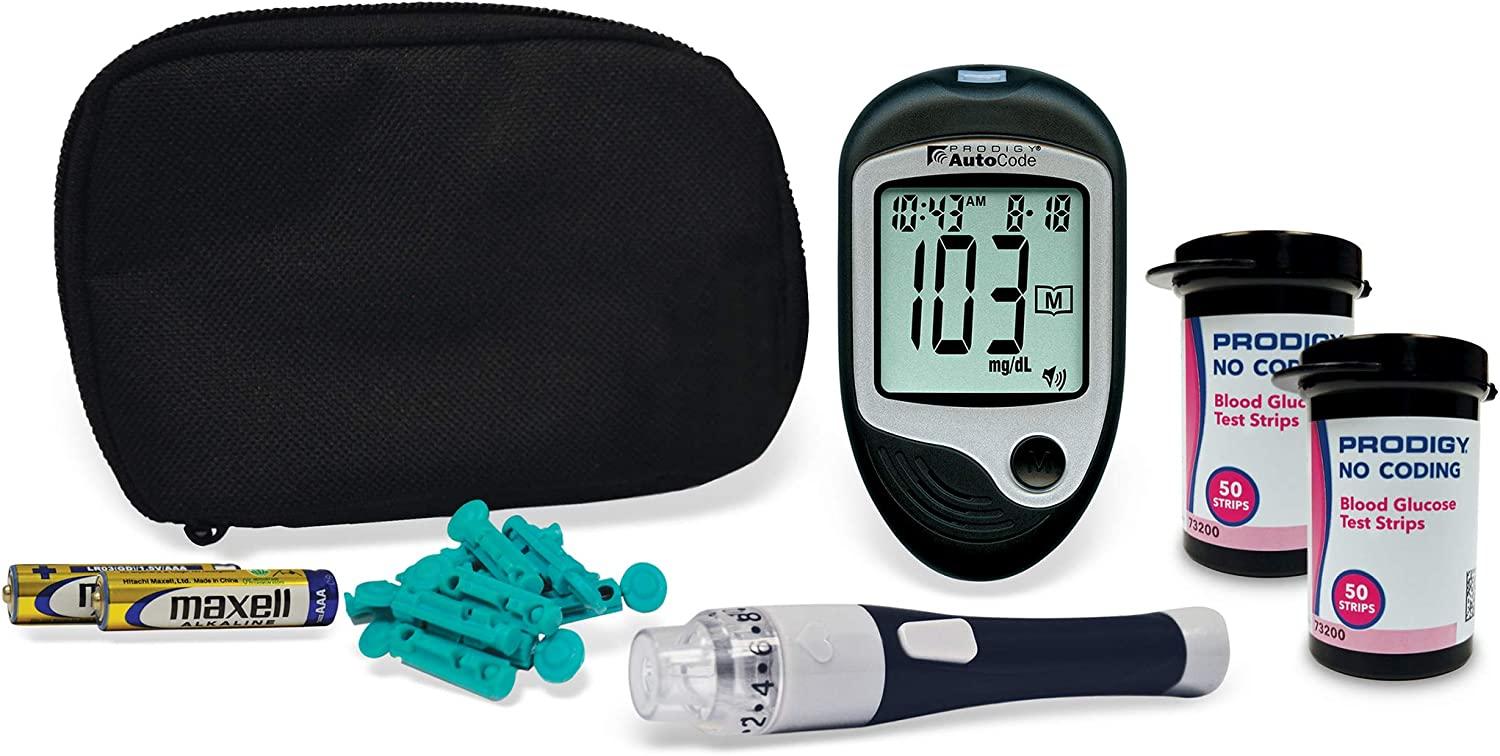 Prodigy Glucose Monitor Kit Includes Prodigy Meter, 100ct test strips