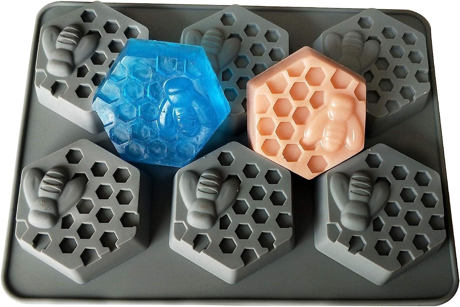 YUZBOU 19 Cells Bee Honeycomb Shaped 3D Soap Molds Silicone Bee Hive Moulds for Baking, As Shown