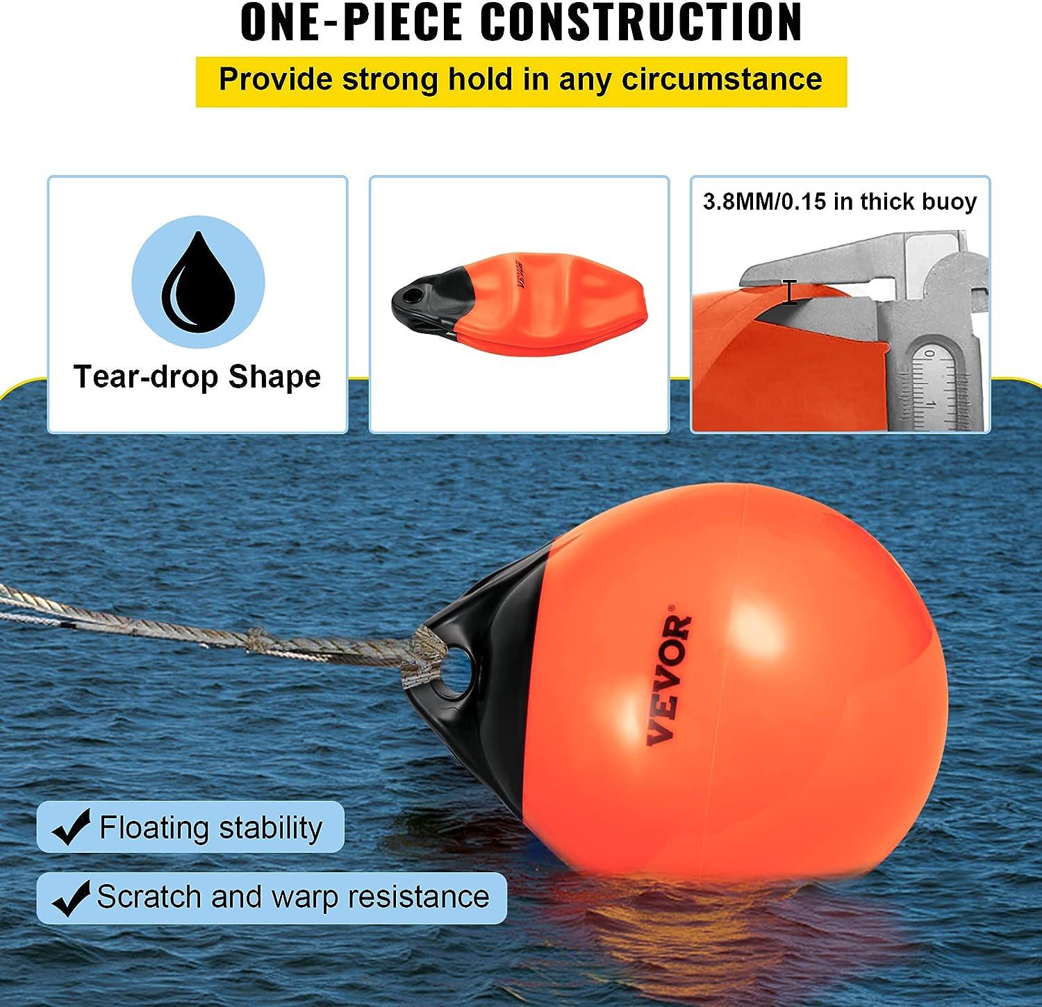 VEVOR Boat Buoy Balls, 15 Diameter Inflatable Heavy-Duty Marine-Grade PVC Marker  Buoys, Round Boat Mooring Buoys, Anchoring, Rafting, Marking, Fishing,  Orange