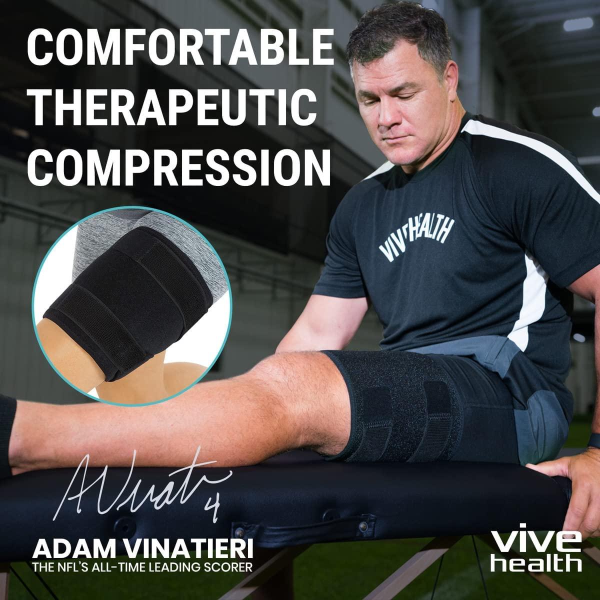 Vive Thigh Brace Hamstring Quad Wrap Adjustable Compression Sleeve