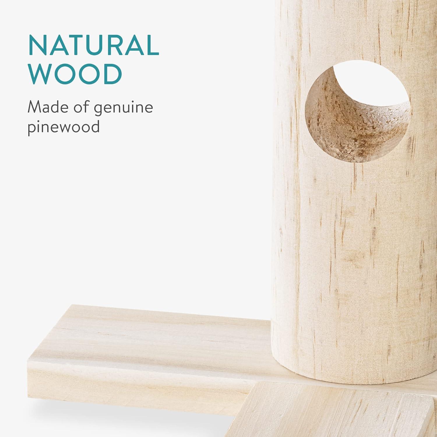 Navaris Wooden Rabbit Feeder Station Wood Feeding Holder for Bunny