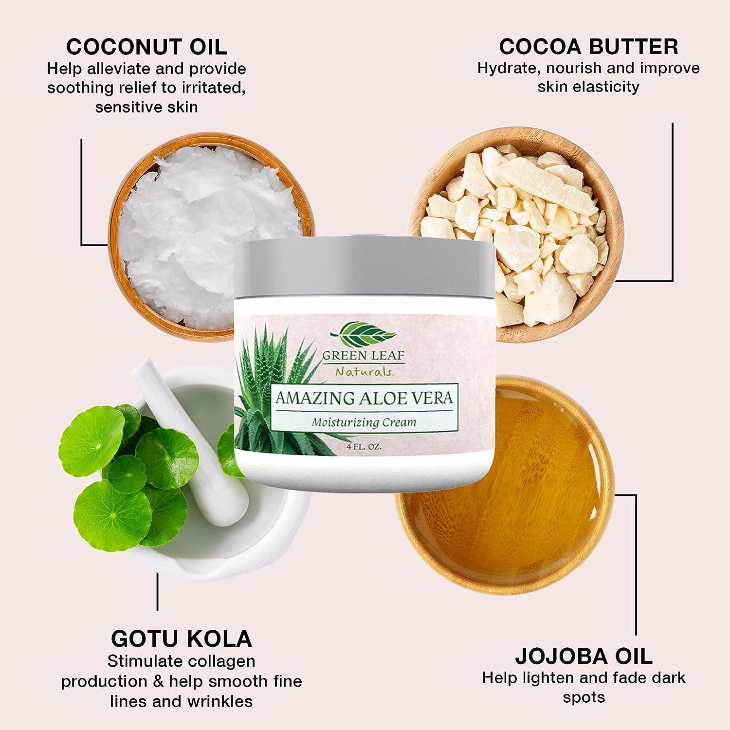 Green Leaf Naturals Face Cream for Women - Moisturizing & Anti-Aging with  Aloe Vera, Avocado Oil, Coconut Oil & Vitamin E - Organic Ingredients - ...