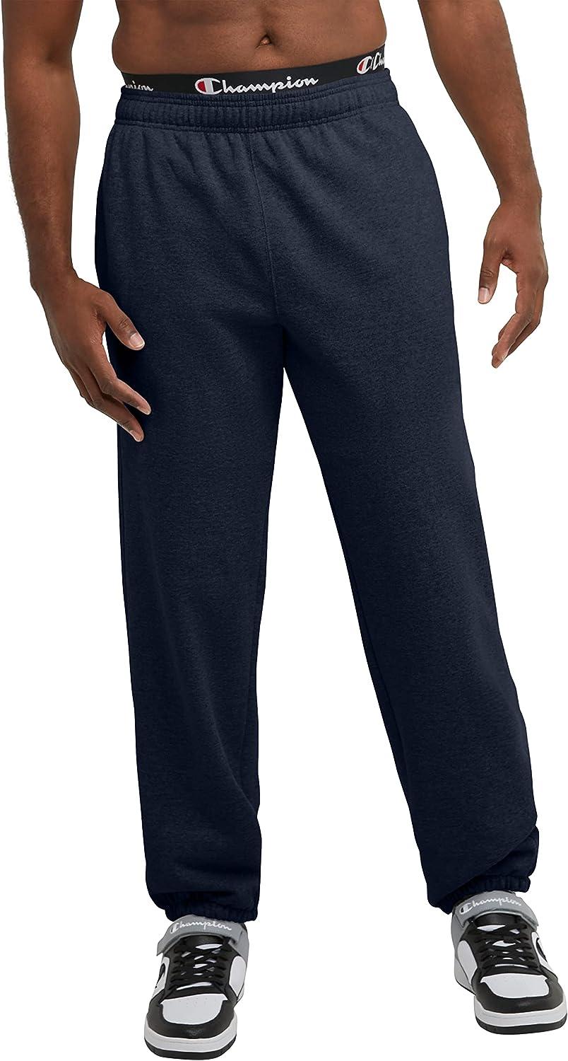 Champion Men's Powerblend Relaxed Bottom Sweatpants,Best Sweatpants for Men(Reg. Big & Tall) Big Tall Large Tall Navy Patch Logo