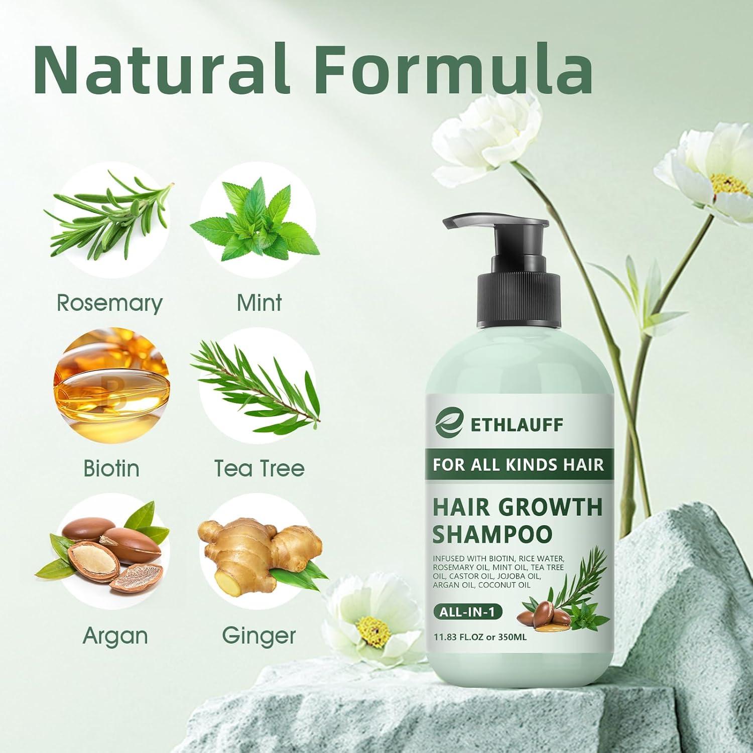 Volumizing Biotin Shampoo And Conditioner Set - Sulfate Free Shampoo And Conditioner For Dry Damaged Hair Care - Thinning Hair Shampoo And Conditioner With Nourishing Biotin And Rosemary Oil (25oz - View #2