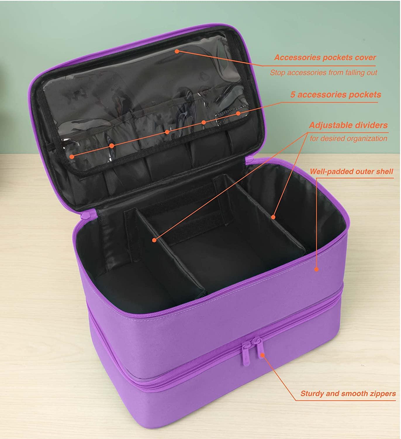 ButterFox Nail Polish Organizer Storage Case, Fits Nail UV Dryer Light and  30-40 Bottles Depending On Bottle Sizes, Nail Supplies Organizer (Royal  Purple)