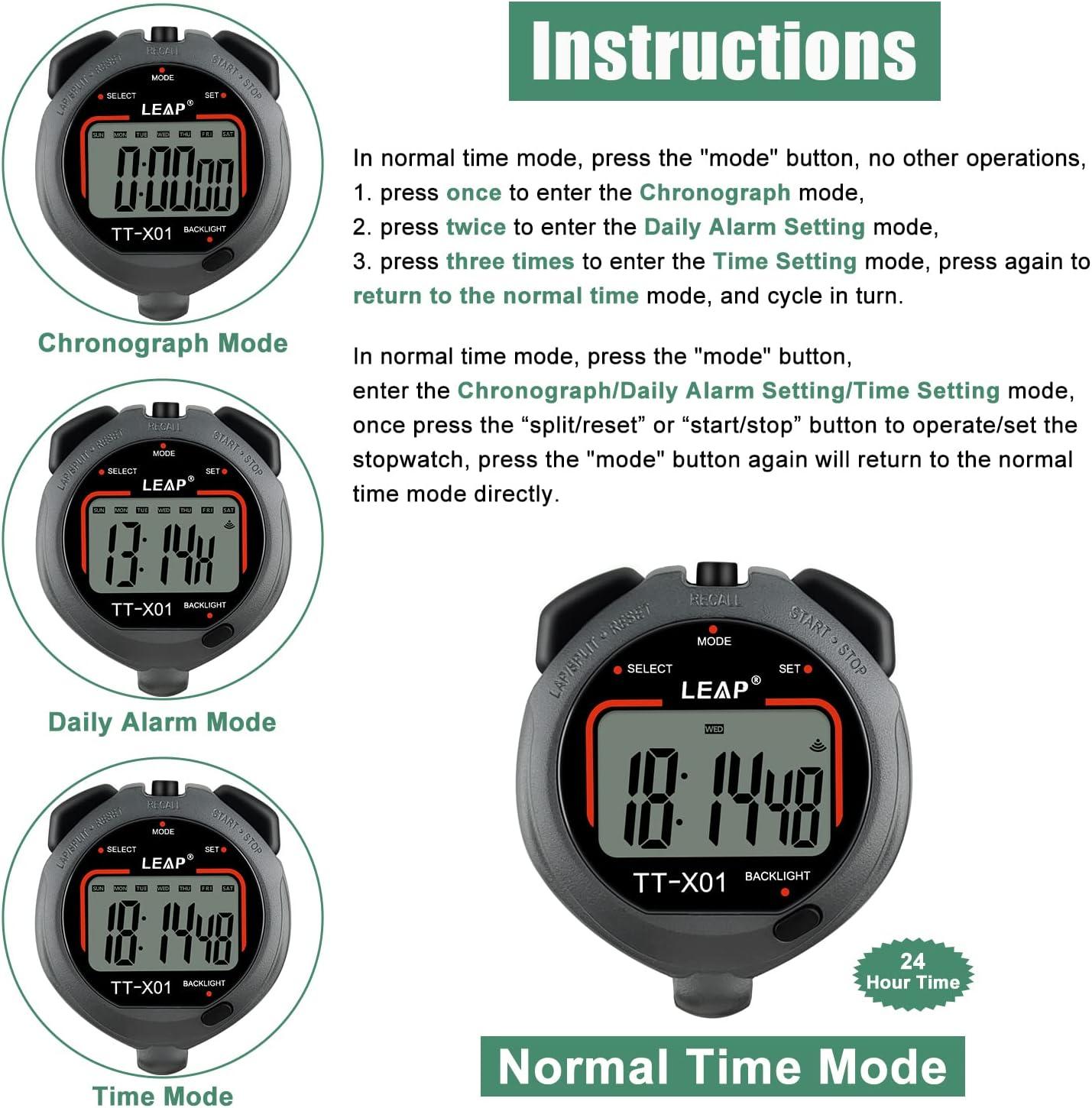 2 Pack Stopwatch Timers for Sports Digital Stopwatch Waterproof