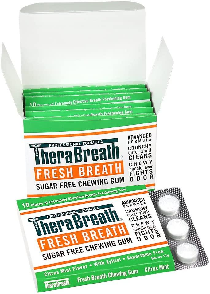 TheraBreath Fresh Breath Sugar Free Chewing Gum Mild Vanilla Mint