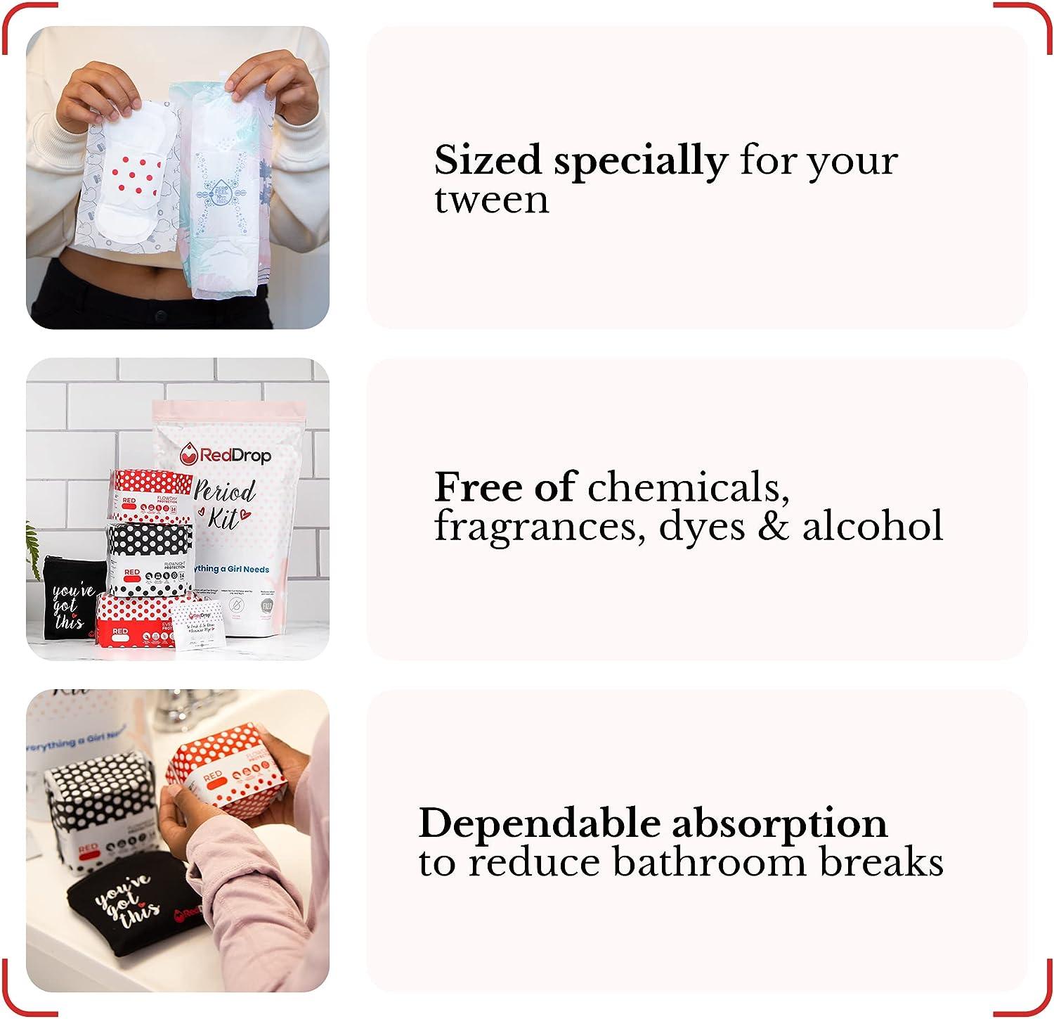 RedDrop 72 PC Period Kit for Tweens Comfort Fit Feminine Pads