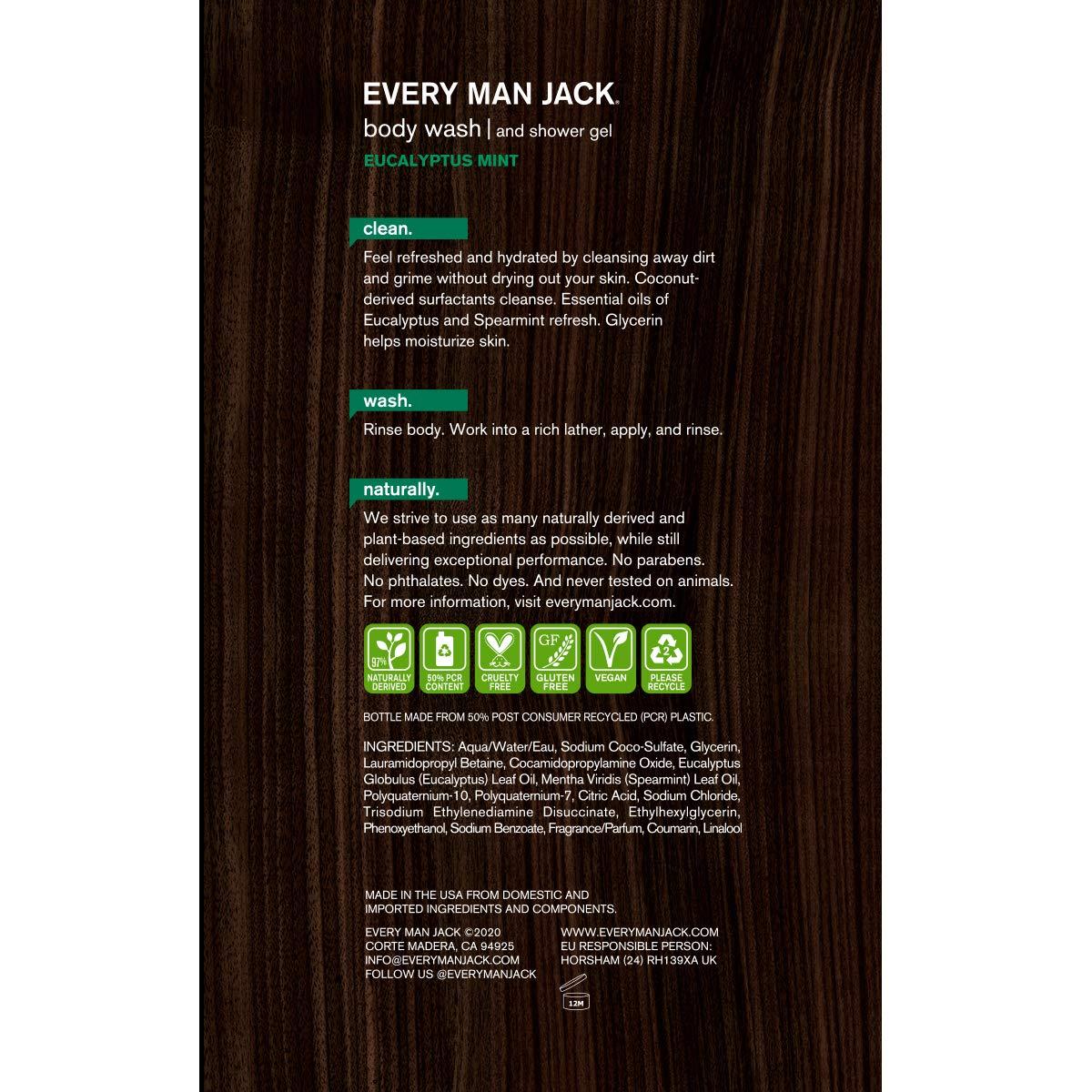 Every Man Jack Body Wash, Eucalyptus Mint, 33.8Ounce