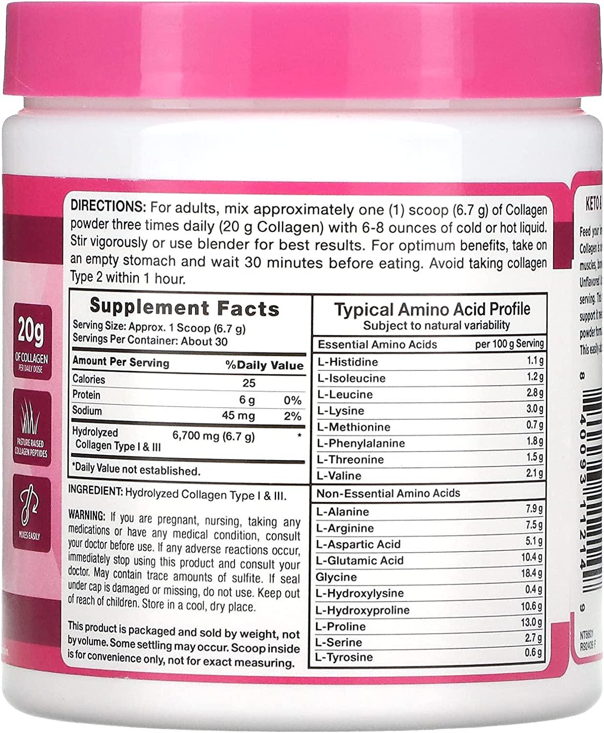 Nature's Truth Ultra Collagen Powder Unflavored 7 oz Boost Skin