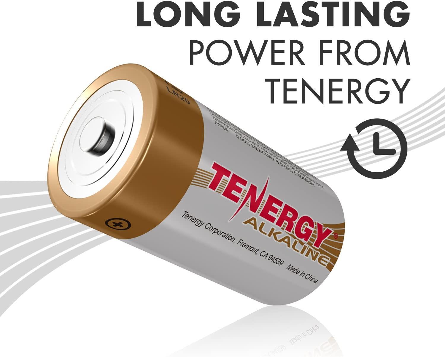 Tenergy 1.5V D Alkaline LR20 Battery, High Performance D Non
