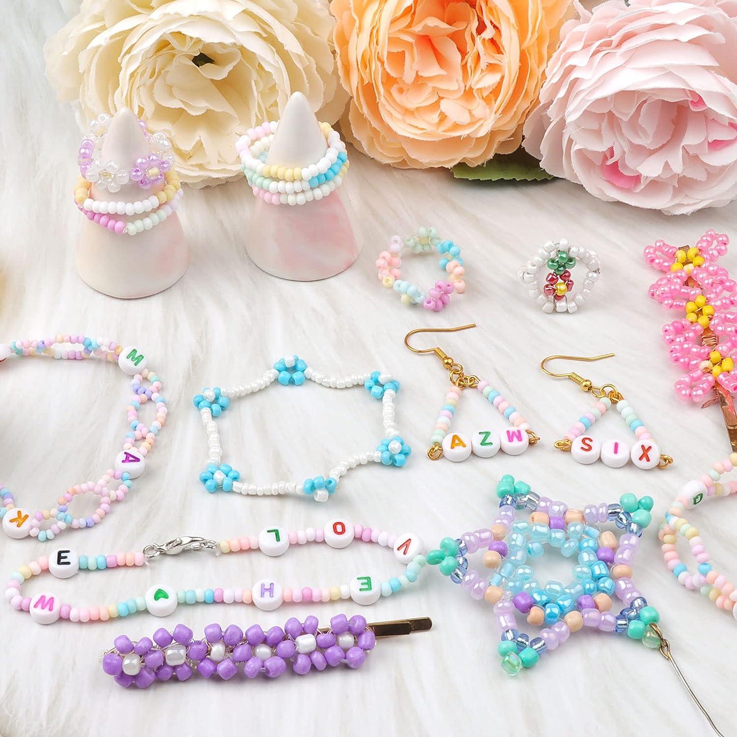Macaron Color 3mm Glass Seed Beads Set Letter Heart Bead Bracelet