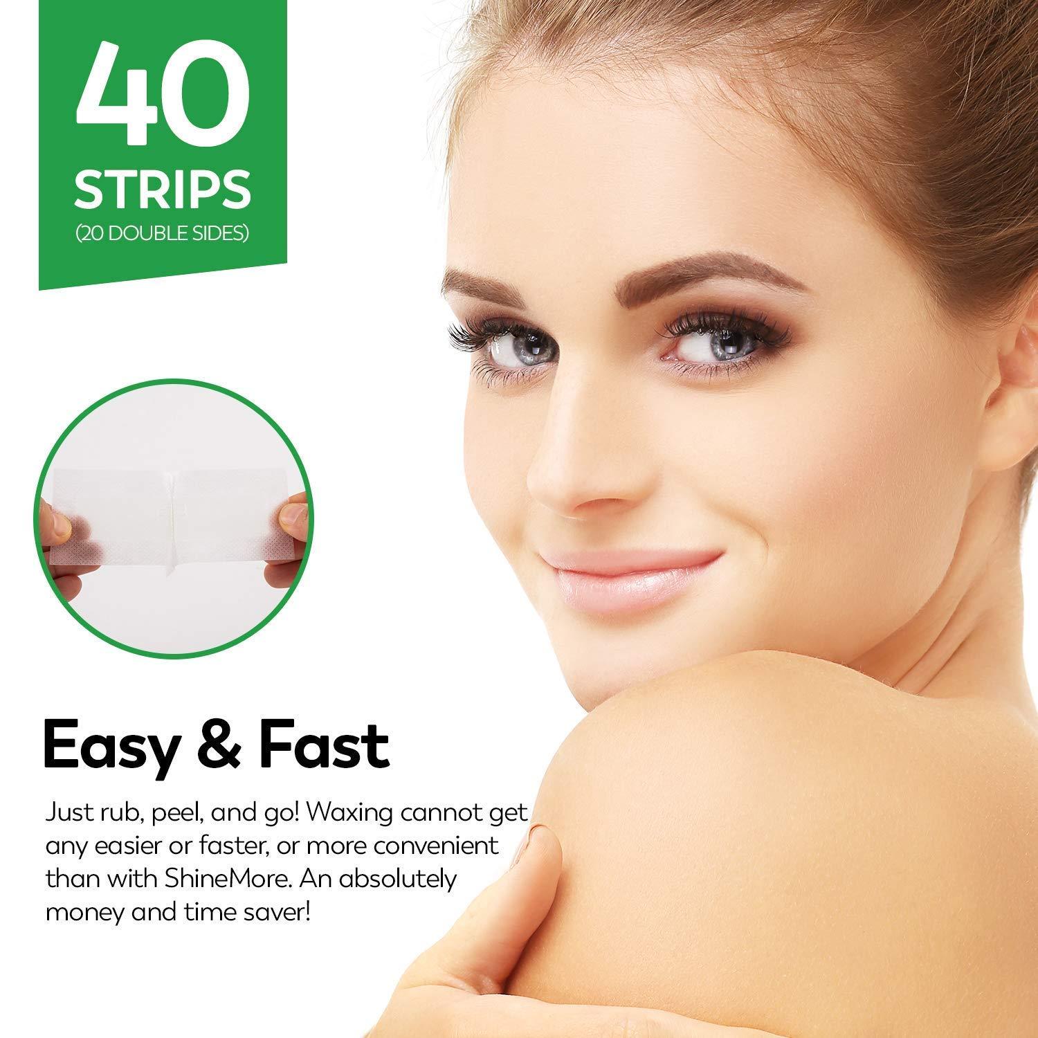 Facial Wax Strips - Hypoallergenic All Skin Types - Facial Hair Removal For  Women - Gentle and Fast-Working for Face, Eyebrow, Upper Lip, Chin (40 Wax  Strips + 4 Calming Oil Wipes) Green
