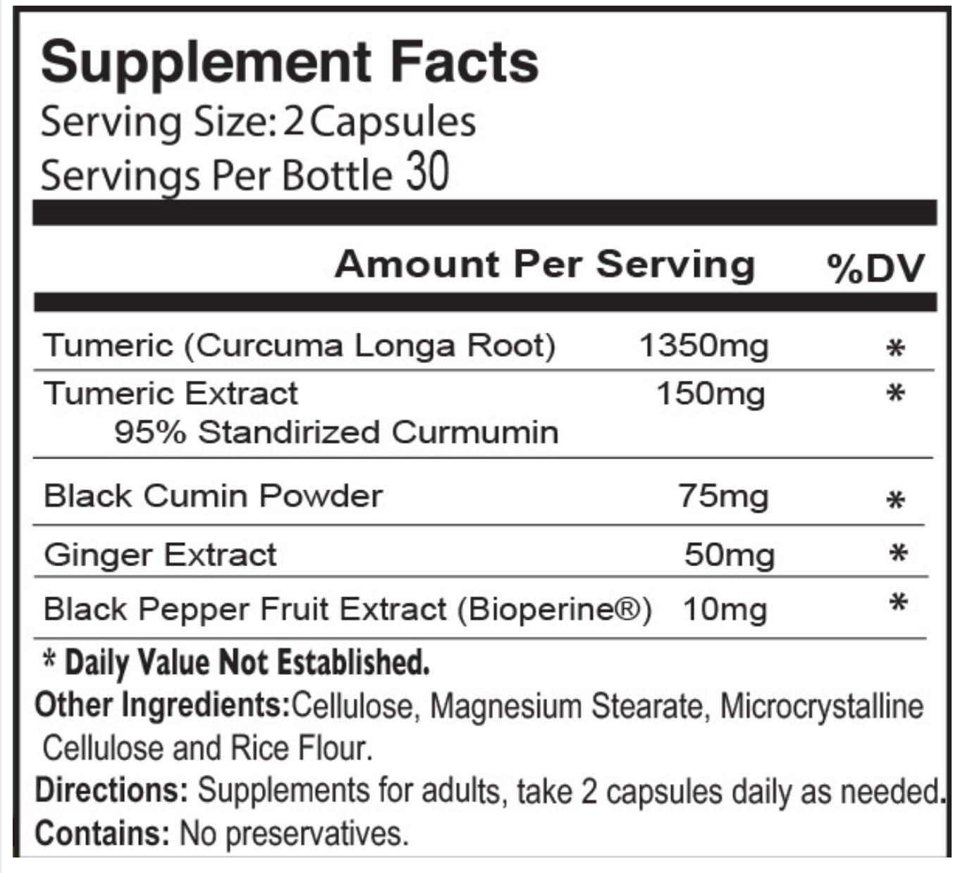 Pure Halal Turmeric Curcumin with Black Seed Powder 150mg with