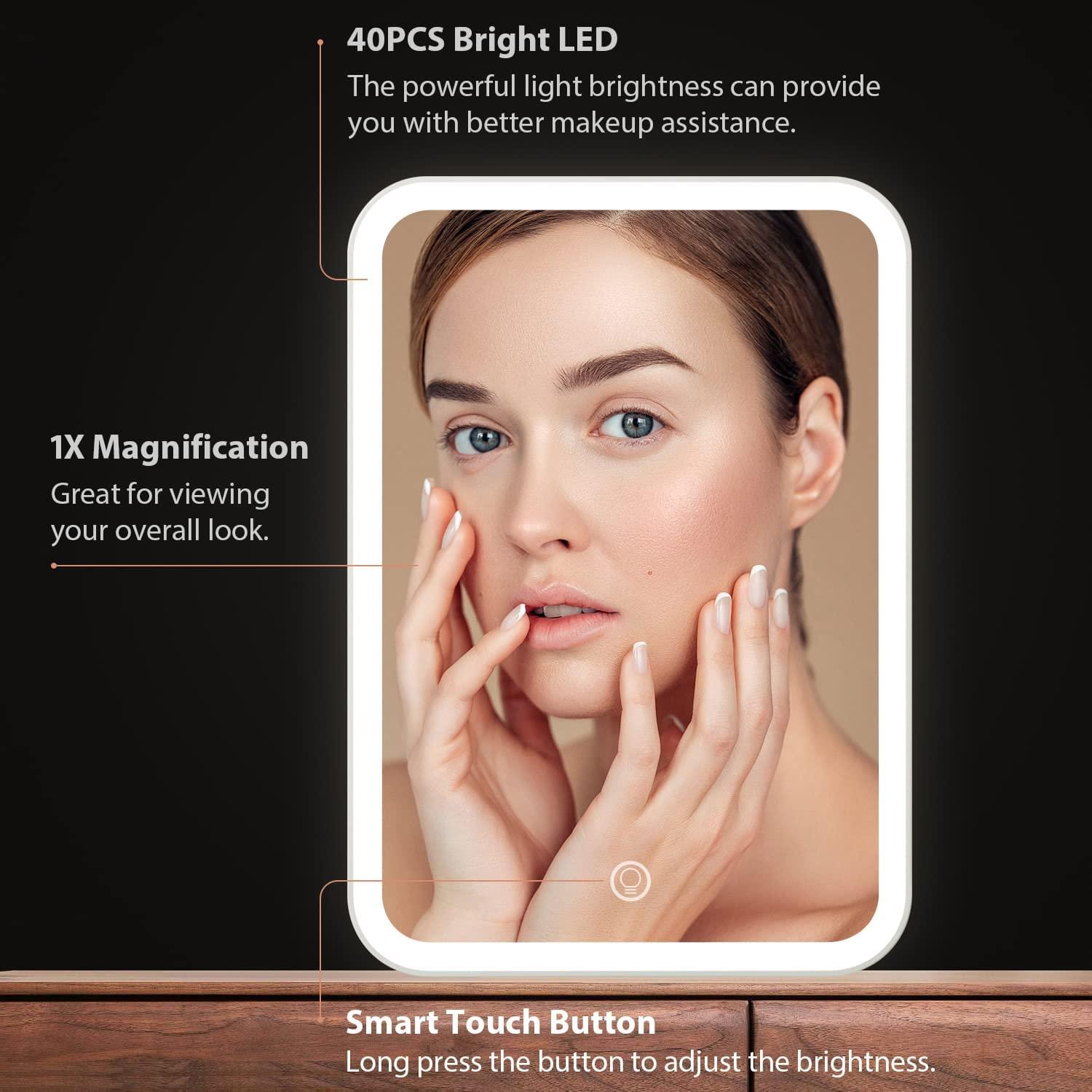 NEZZOE Lighted Makeup Mirror, USB Rechargeable Portable Compact LED