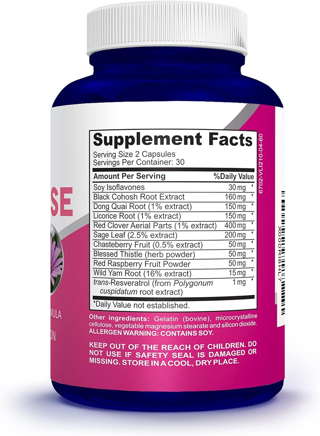 Menopause Complex with Black Cohosh 60 Capsules Herbal Ingredients