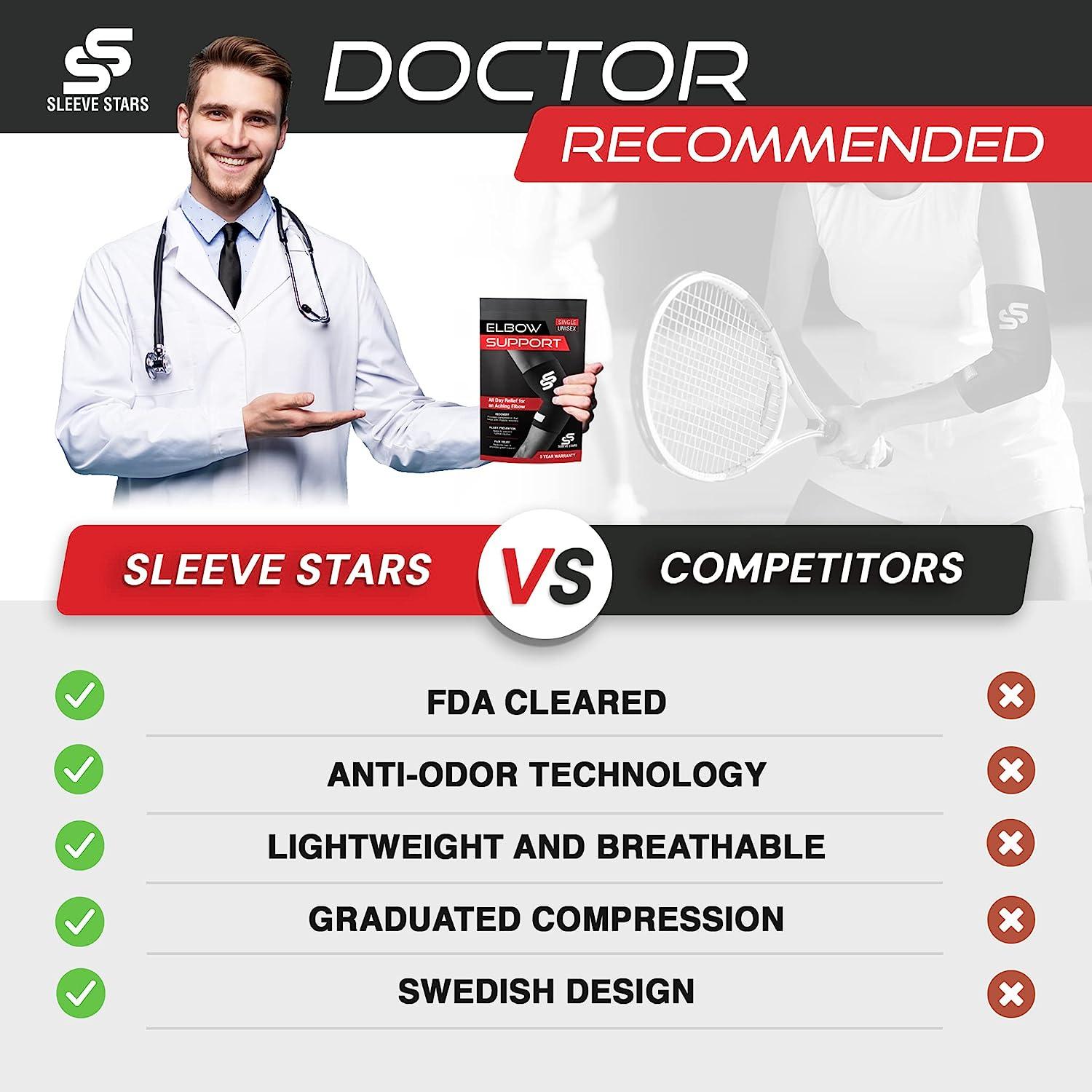 Sleeve Stars Elbow Compression Sleeve for Women & Men, Tendonitis Elbow Brace, Elbow Support for