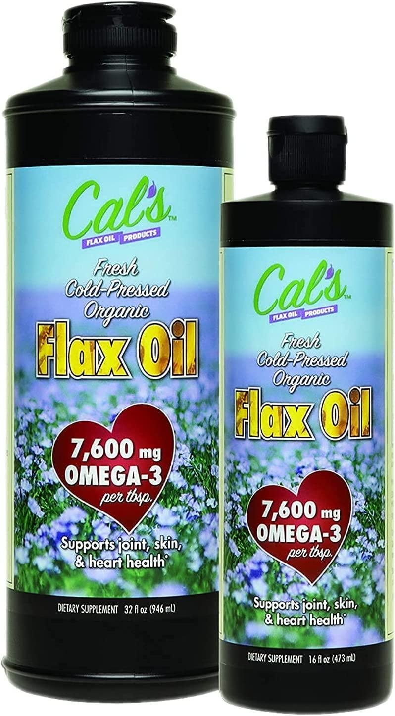 Cal's Flax Oil, Organic Pure Essential, Unrefined ColdPressed Flaxseed