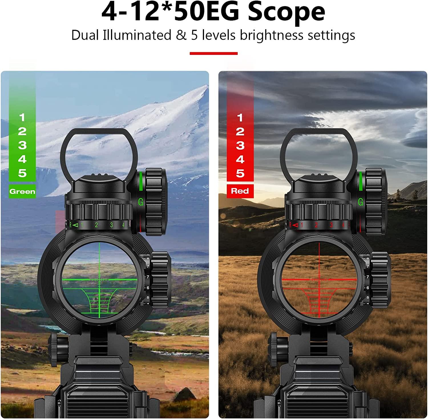 MidTen Riflescope Combo 412x50EG with Laser Sight, Holographic Reticle