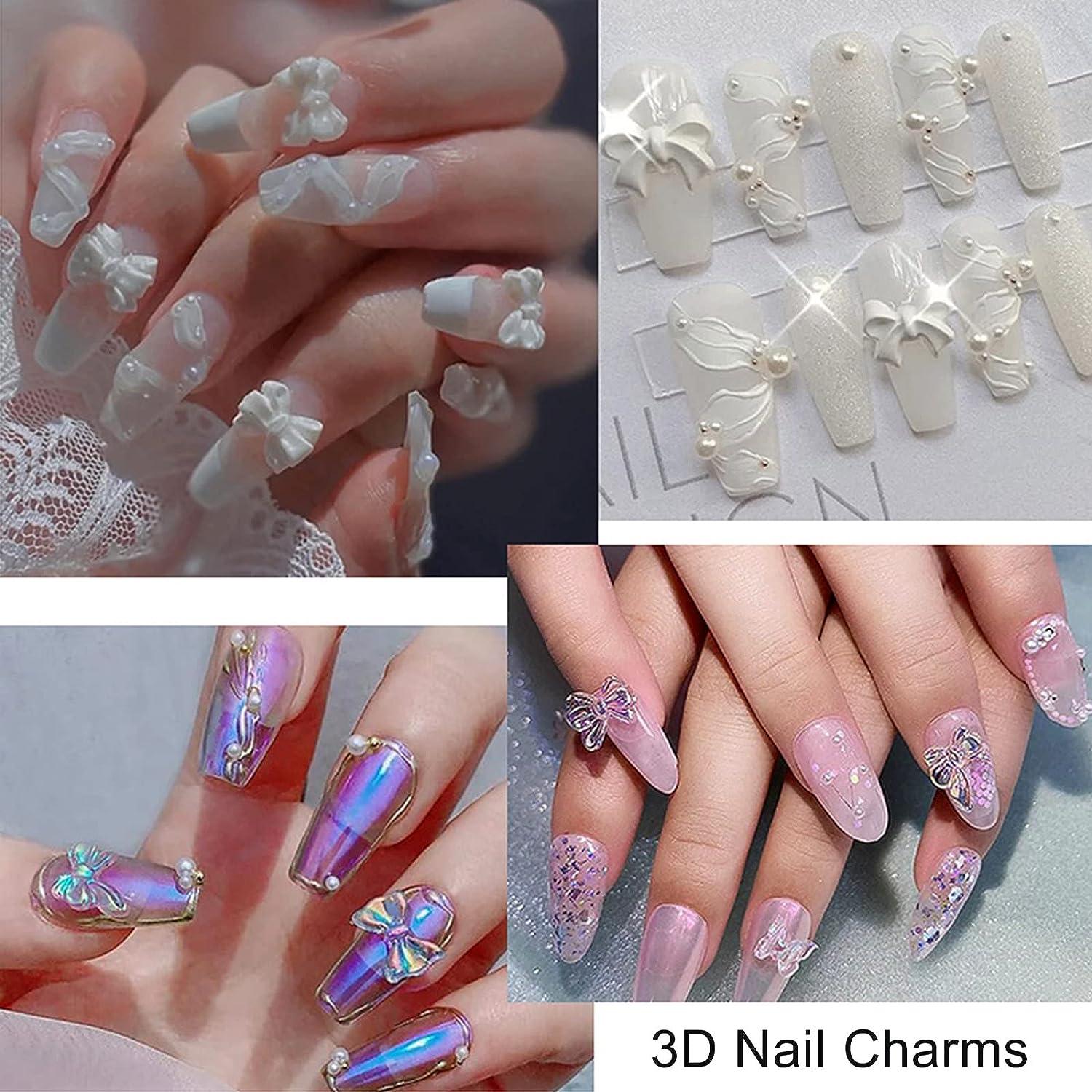 Cute nails with charms  White acrylic nails, Unique acrylic nails, Diamond  nails
