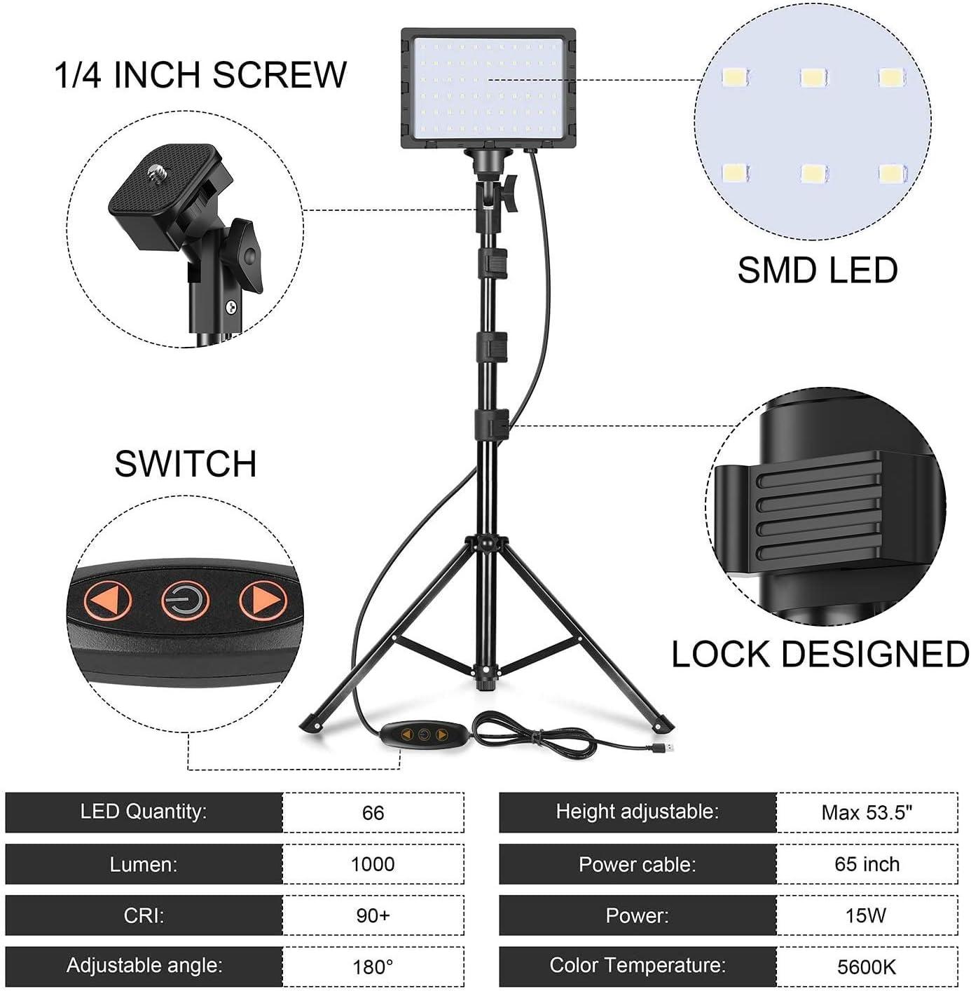 EMART Dimbare Videolamp Met Barndoor En 9 Kleurenfilters, 5500K 66 Led Fotografieverlichting Voor Video Opname Streaming Youtube Fotostudio S Shooting 2613886025