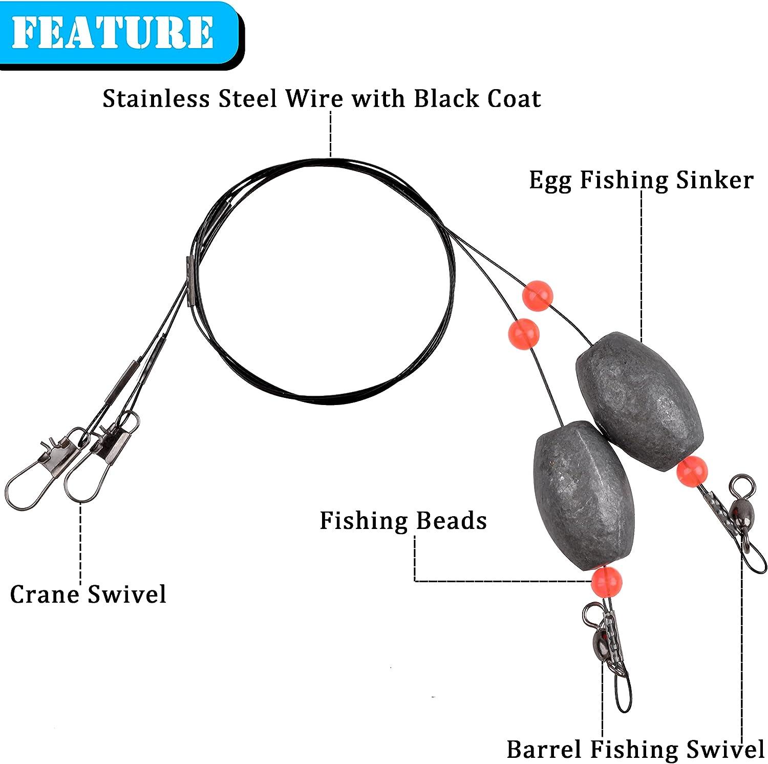 Fishing Weights Egg Weight Rig Carolina Rigs for Fishing Catfish Rig Fishing  Ready Rigs Fishing Leader with Weights Swivels Pre Rigged Carolina Rigs  Jetty Rig Flounder rig Fishing Grouper Rigs 0.75 oz_4pcs